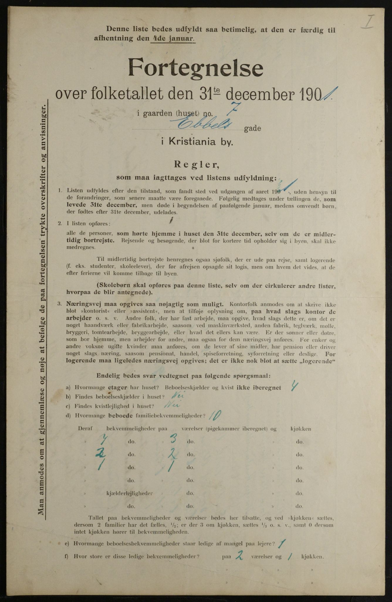 OBA, Municipal Census 1901 for Kristiania, 1901, p. 2948