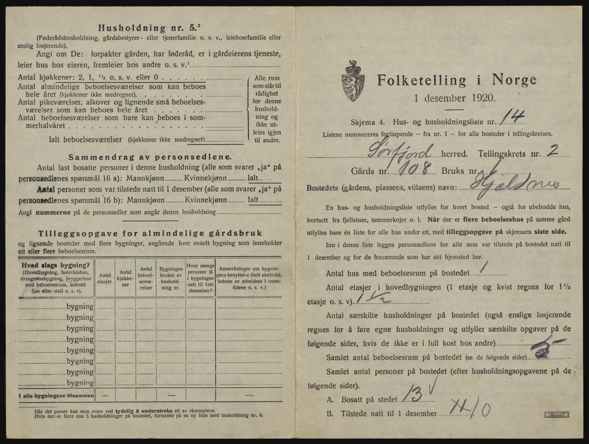 SATØ, 1920 census for Sørfjord, 1920, p. 83