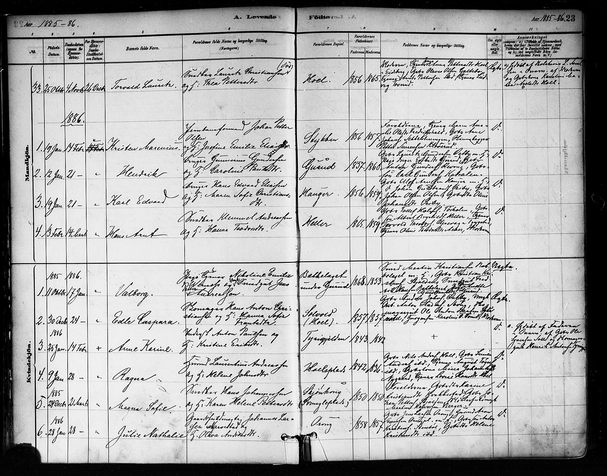 Askim prestekontor Kirkebøker, SAO/A-10900/F/Fa/L0007: Parish register (official) no. 7, 1882-1897, p. 23