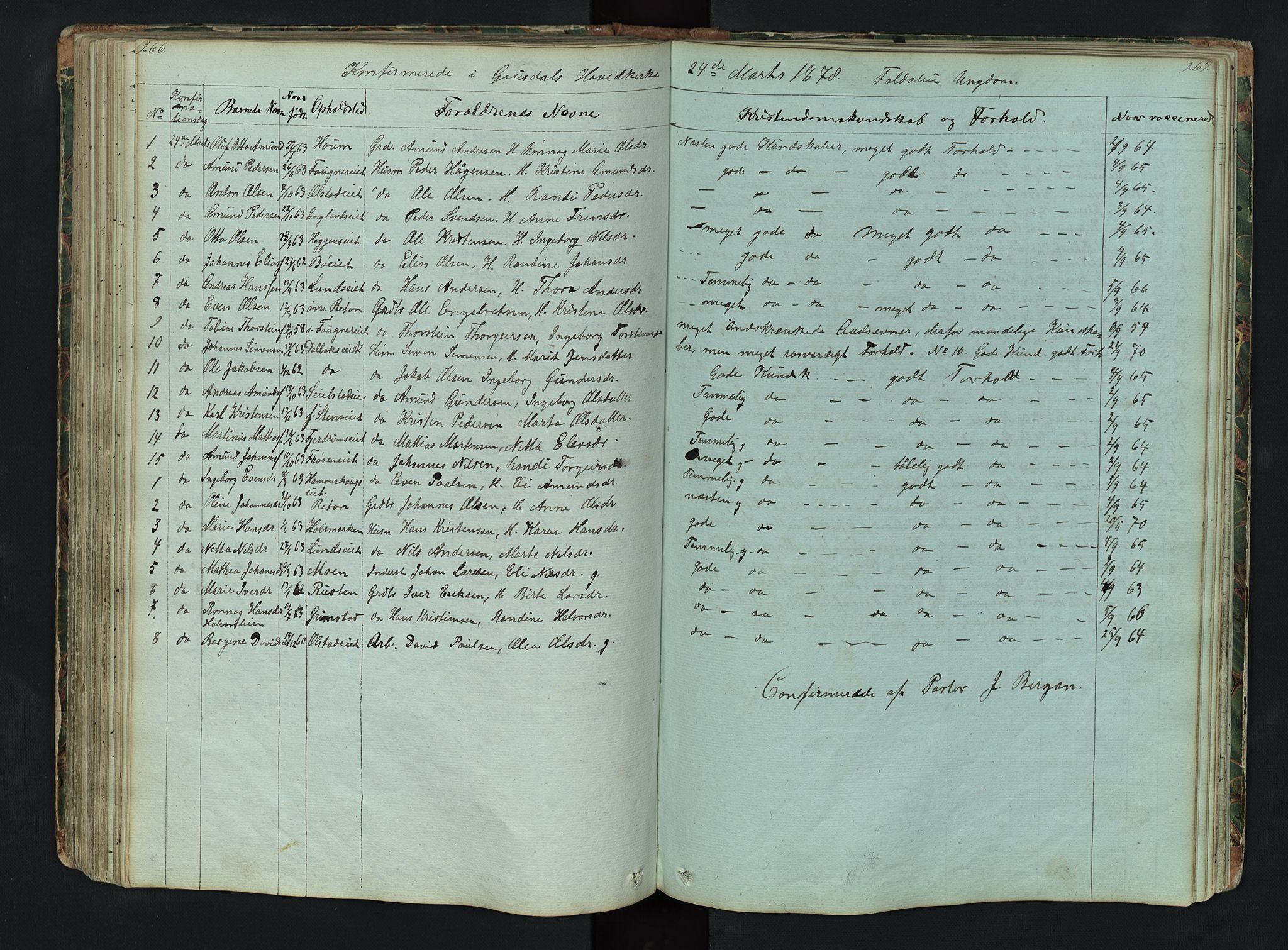 Gausdal prestekontor, SAH/PREST-090/H/Ha/Hab/L0006: Parish register (copy) no. 6, 1846-1893, p. 266-267