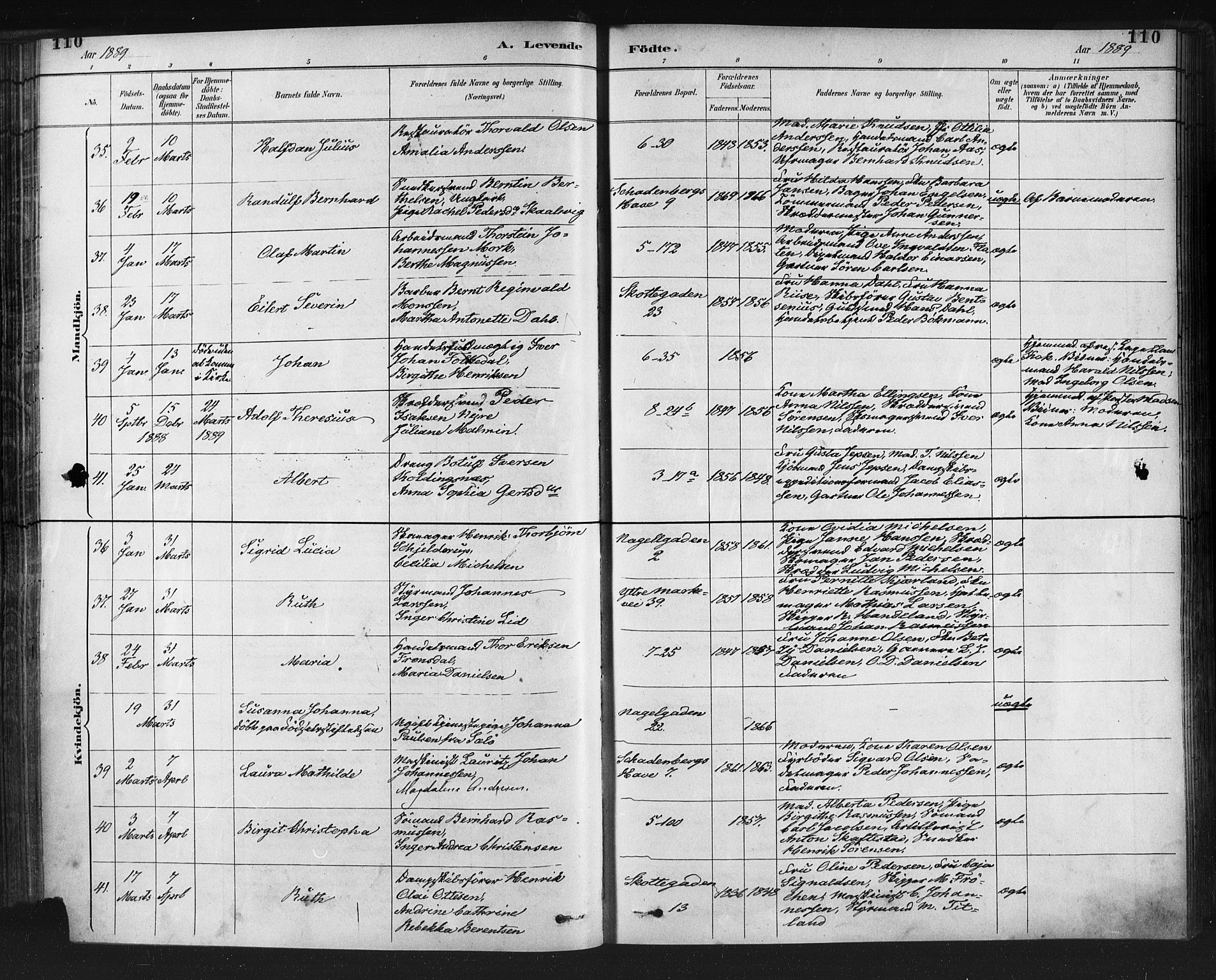 Nykirken Sokneprestembete, AV/SAB-A-77101/H/Haa: Parish register (official) no. B 5, 1885-1894, p. 110