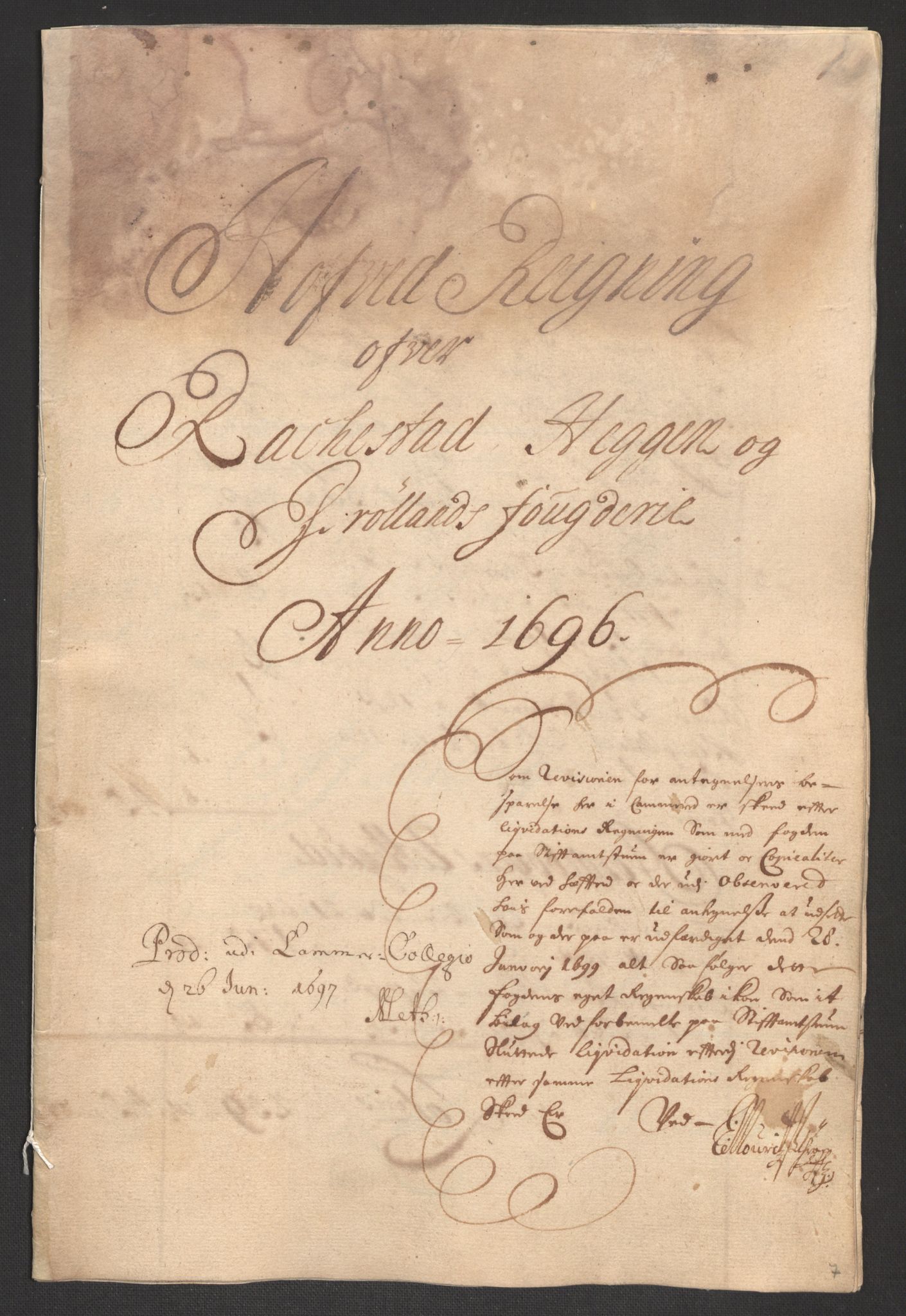 Rentekammeret inntil 1814, Reviderte regnskaper, Fogderegnskap, AV/RA-EA-4092/R07/L0286: Fogderegnskap Rakkestad, Heggen og Frøland, 1696, p. 5