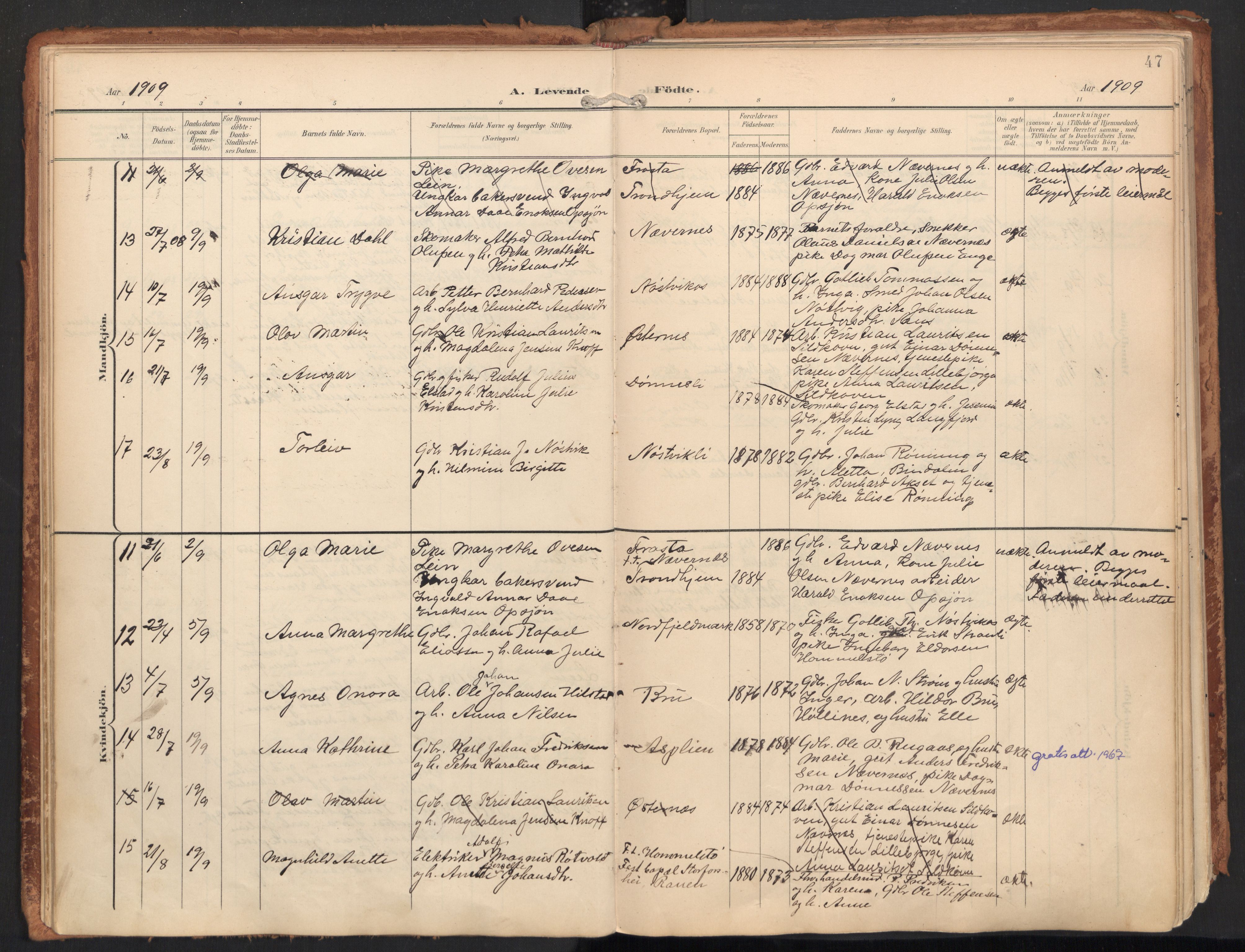 Ministerialprotokoller, klokkerbøker og fødselsregistre - Nordland, AV/SAT-A-1459/814/L0227: Parish register (official) no. 814A08, 1899-1920, p. 47