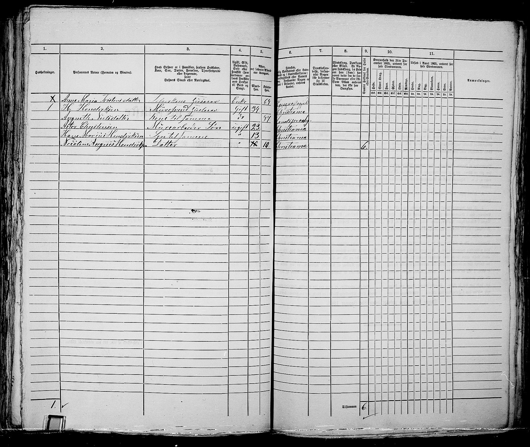 RA, 1865 census for Kristiania, 1865, p. 5175