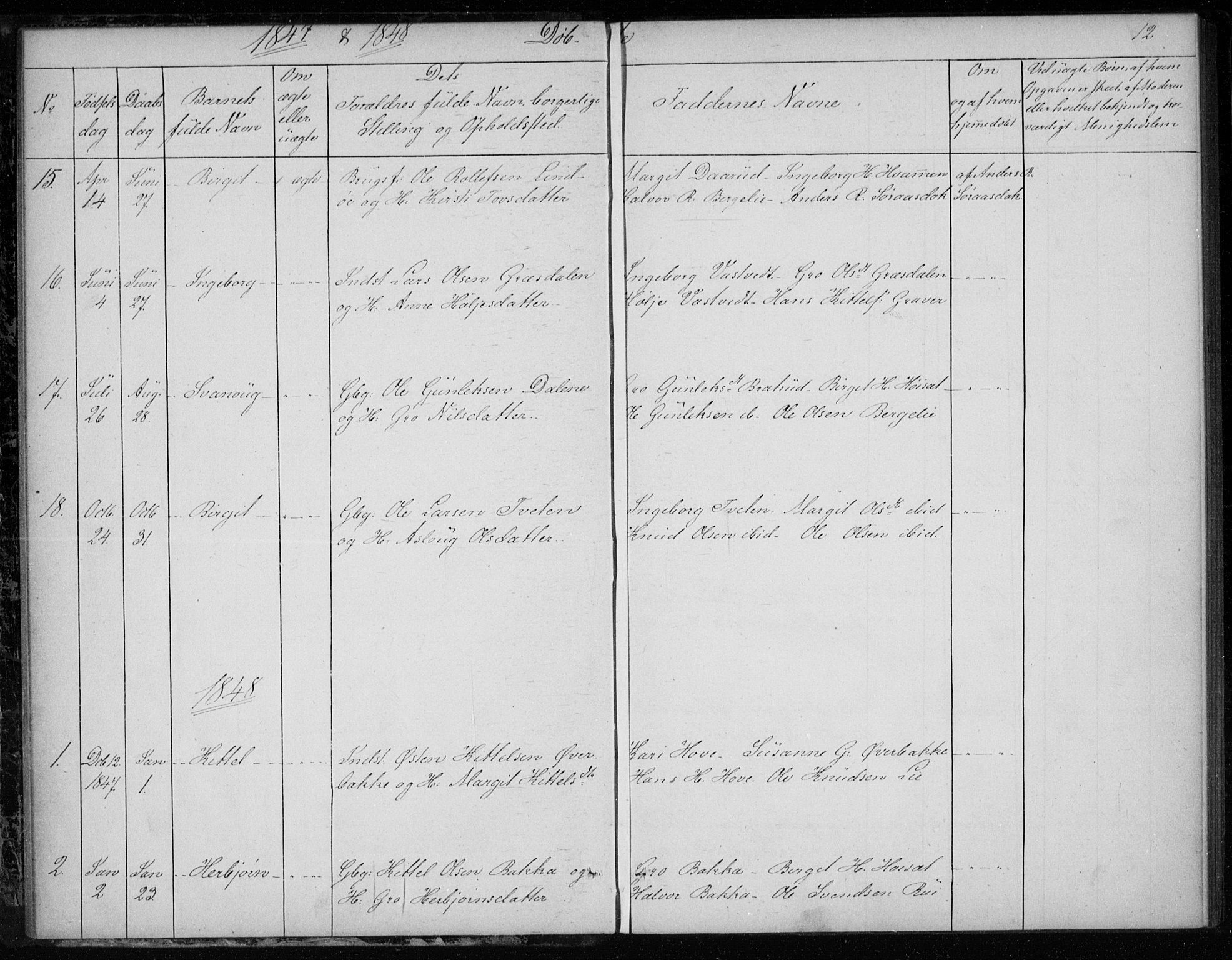 Gransherad kirkebøker, AV/SAKO-A-267/F/Fb/L0003: Parish register (official) no. II 3, 1844-1859, p. 12