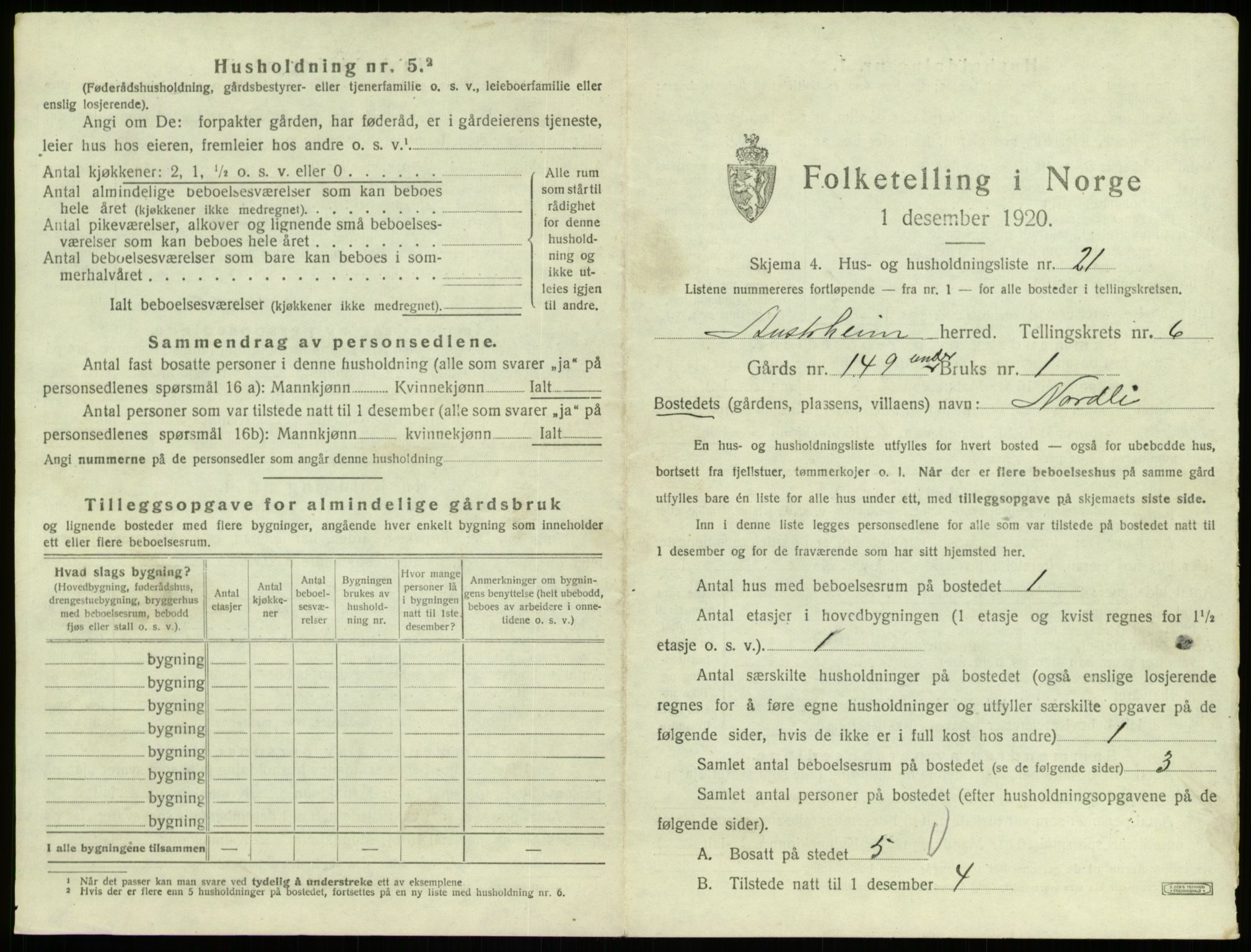 SAB, 1920 census for Austrheim, 1920, p. 336