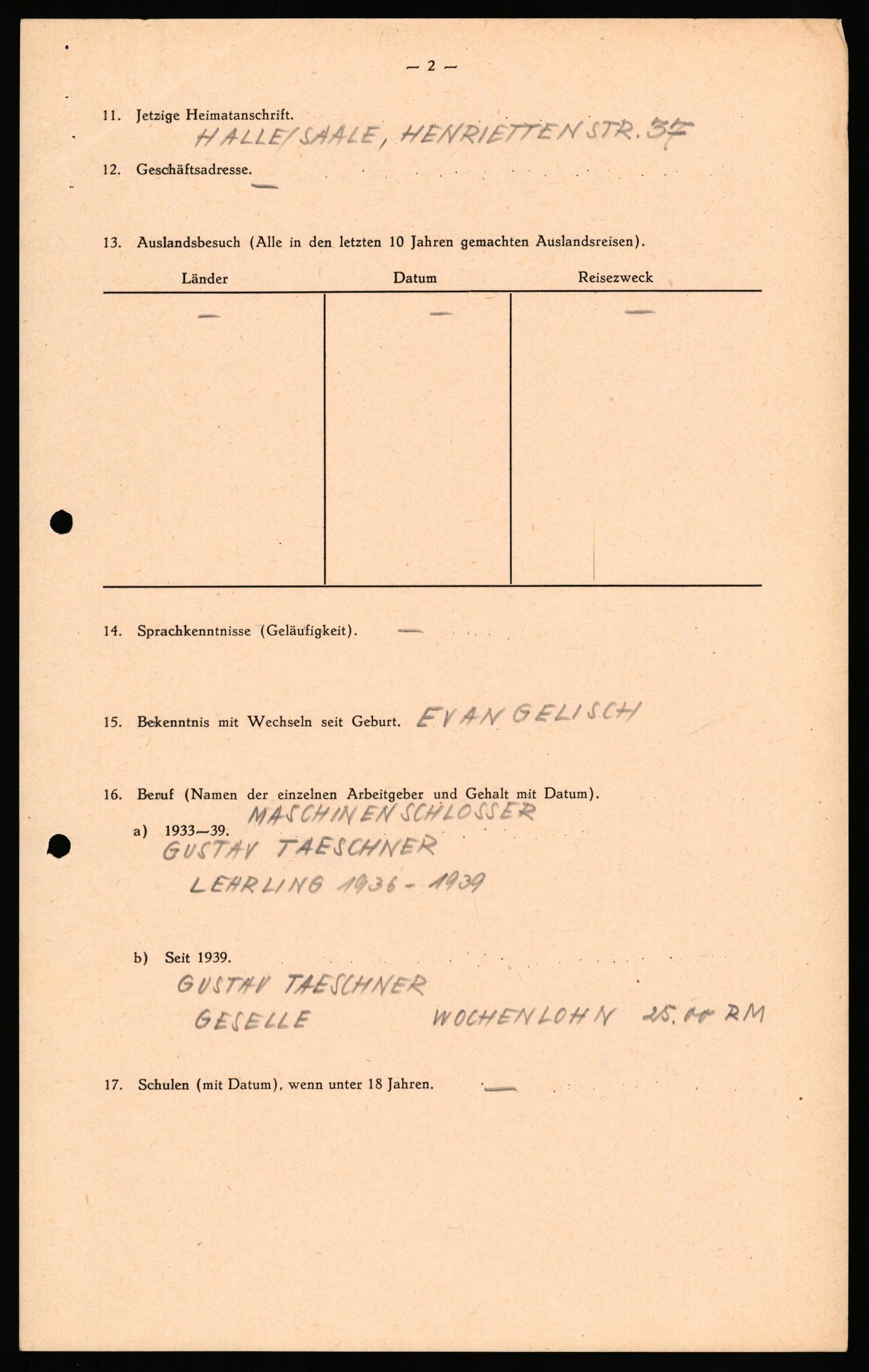 Forsvaret, Forsvarets overkommando II, RA/RAFA-3915/D/Db/L0031: CI Questionaires. Tyske okkupasjonsstyrker i Norge. Tyskere., 1945-1946, p. 369