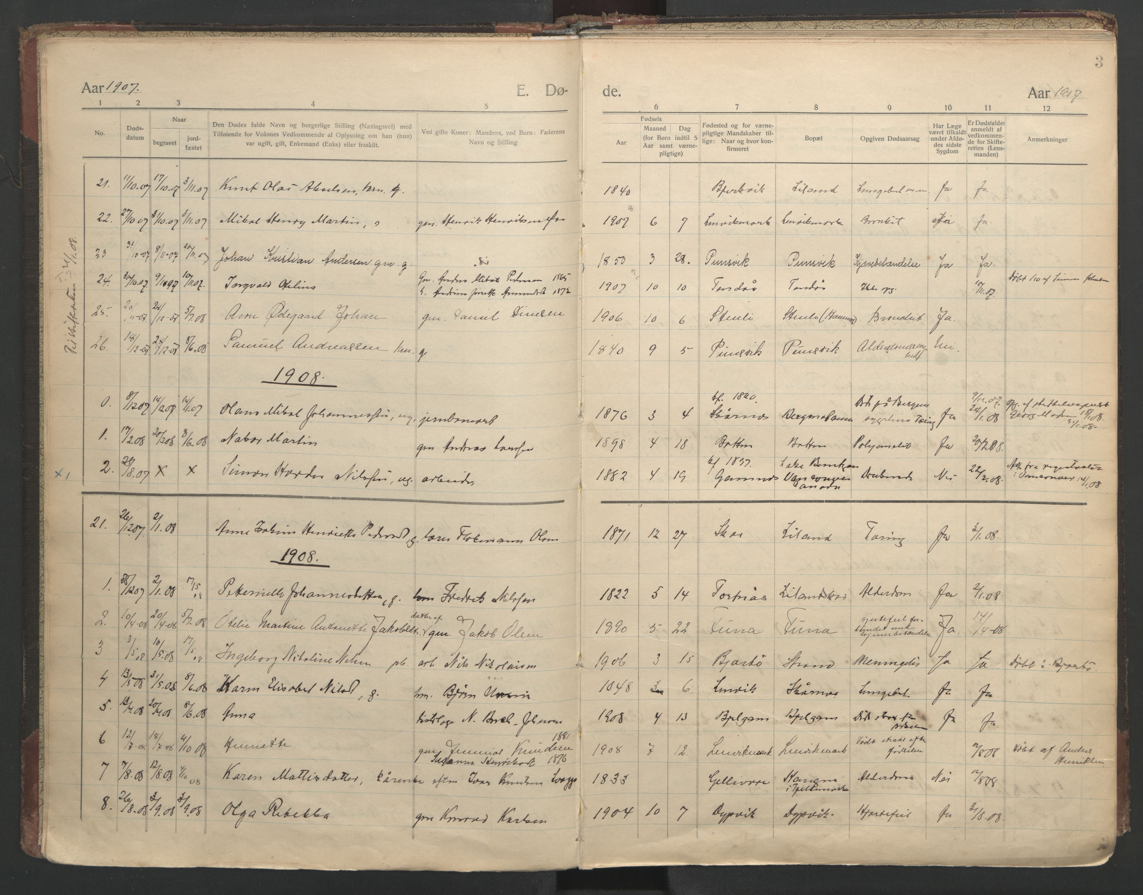 Ministerialprotokoller, klokkerbøker og fødselsregistre - Nordland, SAT/A-1459/863/L0903: Parish register (official) no. 863A15, 1907-1937, p. 3