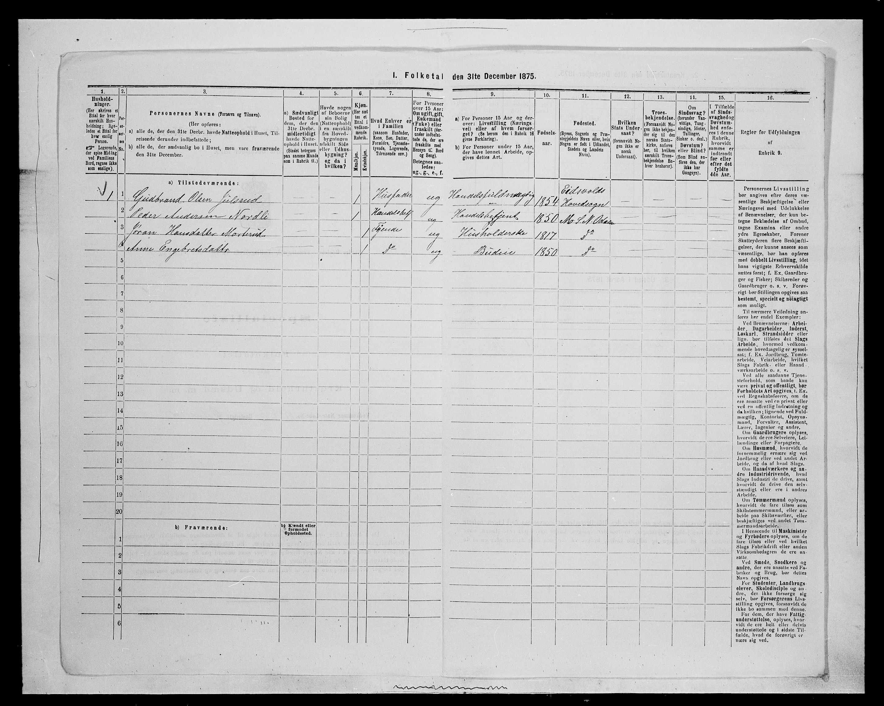 SAH, 1875 census for 0418P Nord-Odal, 1875, p. 942