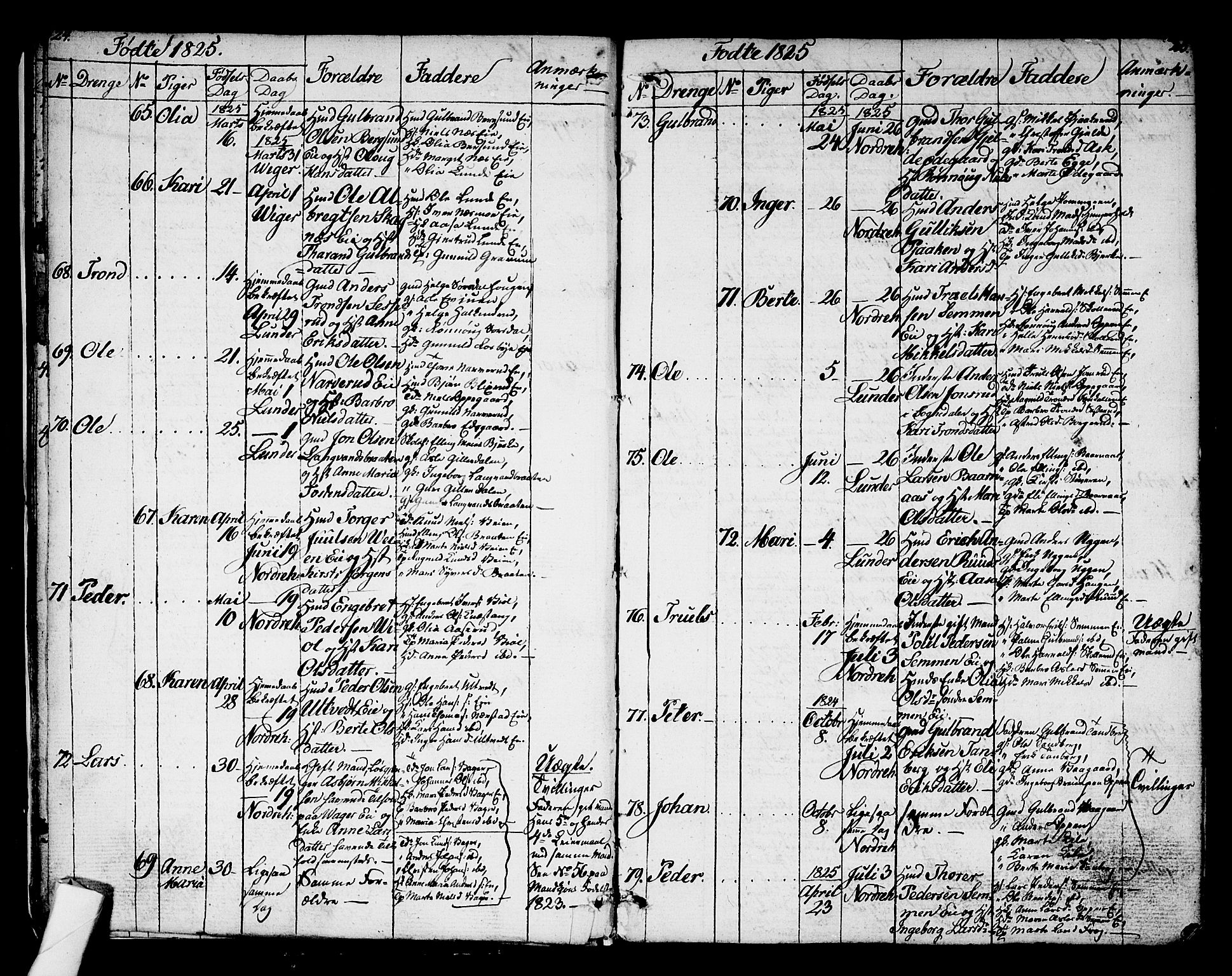 Norderhov kirkebøker, AV/SAKO-A-237/G/Ga/L0004: Parish register (copy) no. I 4, 1824-1849, p. 24-25