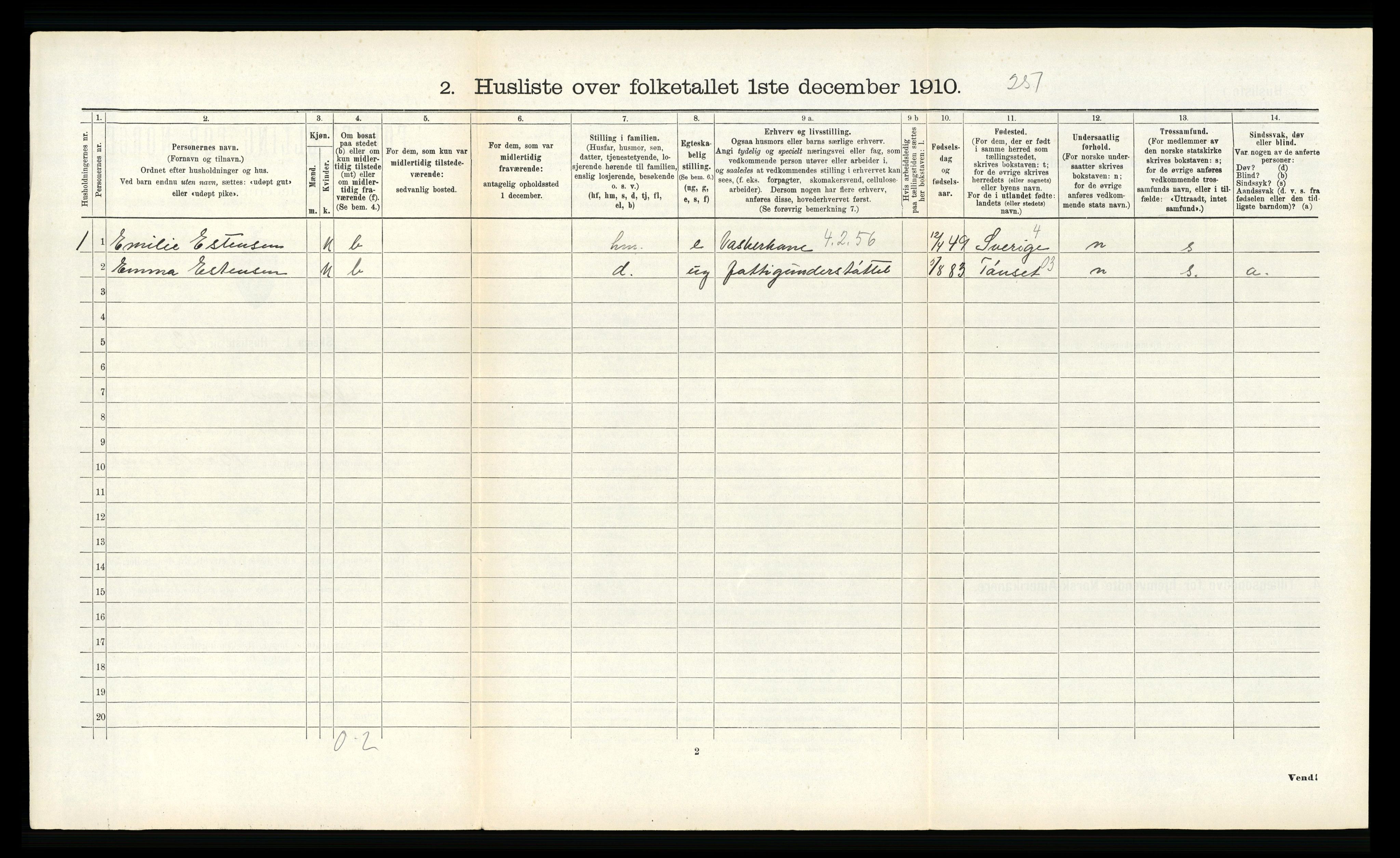 RA, 1910 census for Vågan, 1910, p. 1540