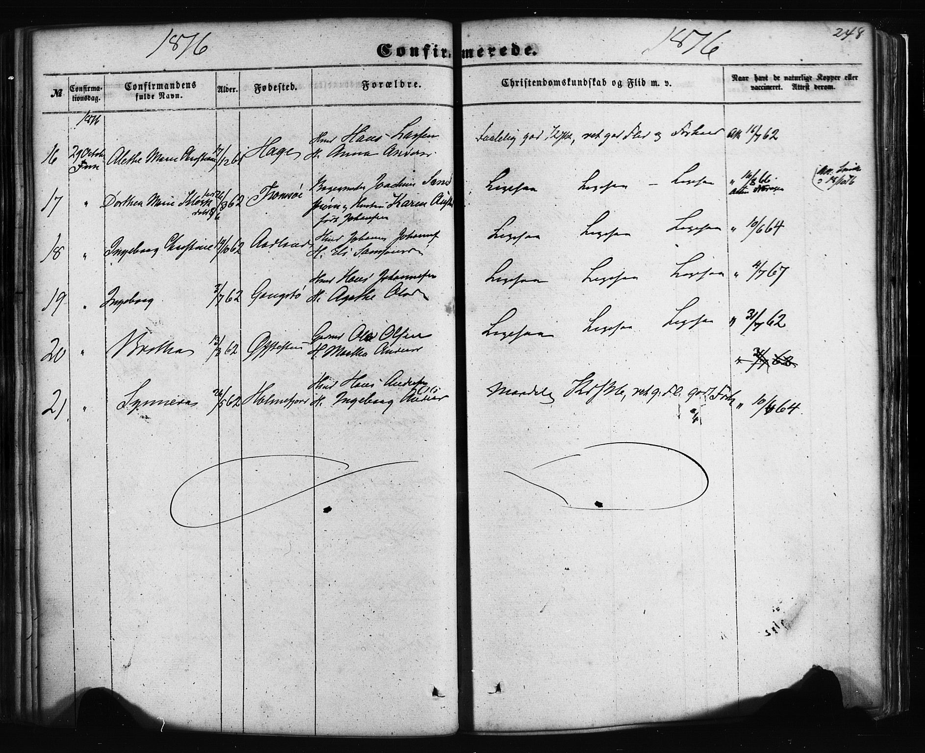 Fusa sokneprestembete, AV/SAB-A-75401/H/Haa: Parish register (official) no. A 1I, 1855-1879, p. 248