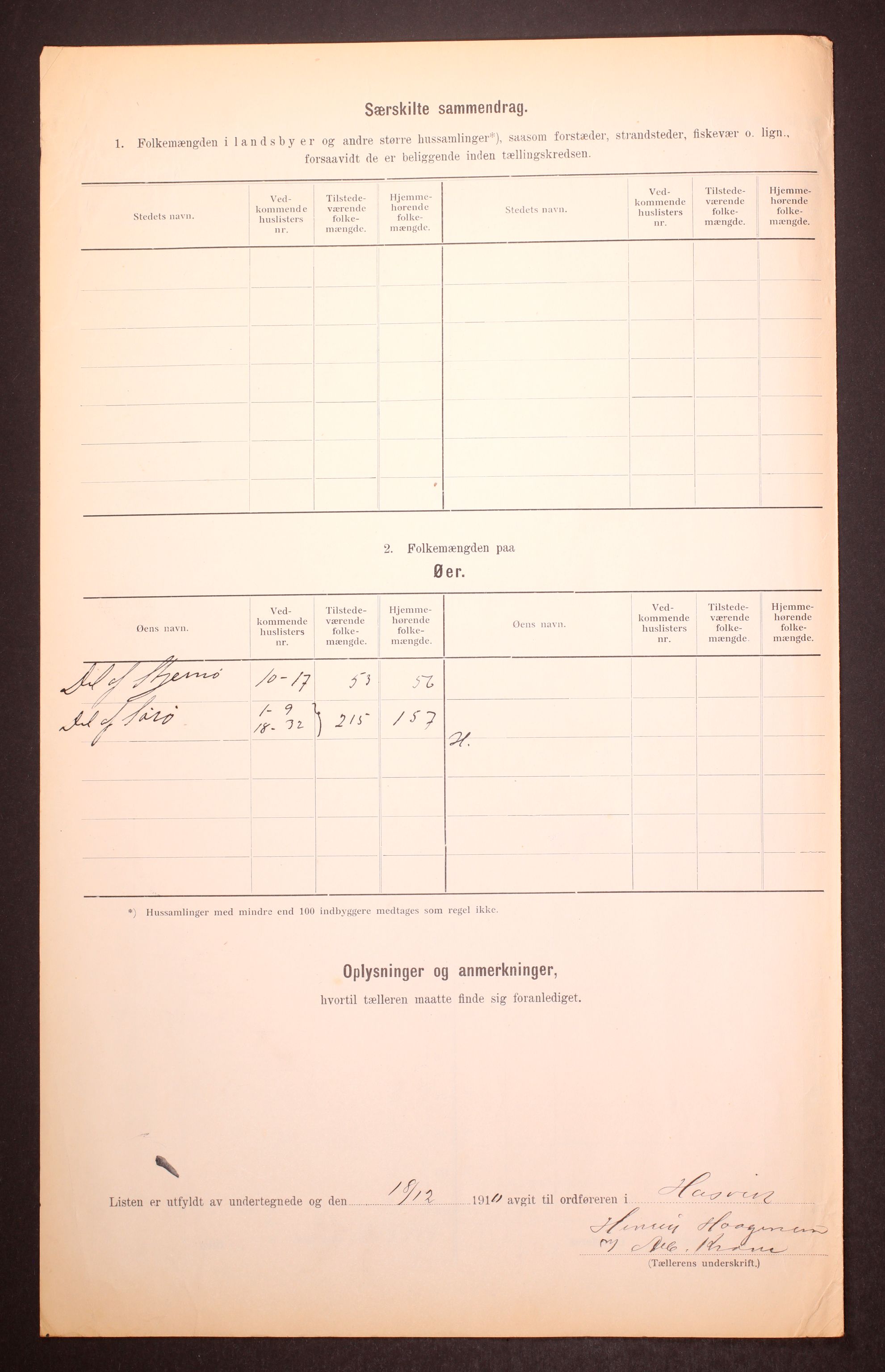 RA, 1910 census for Hasvik, 1910, p. 6