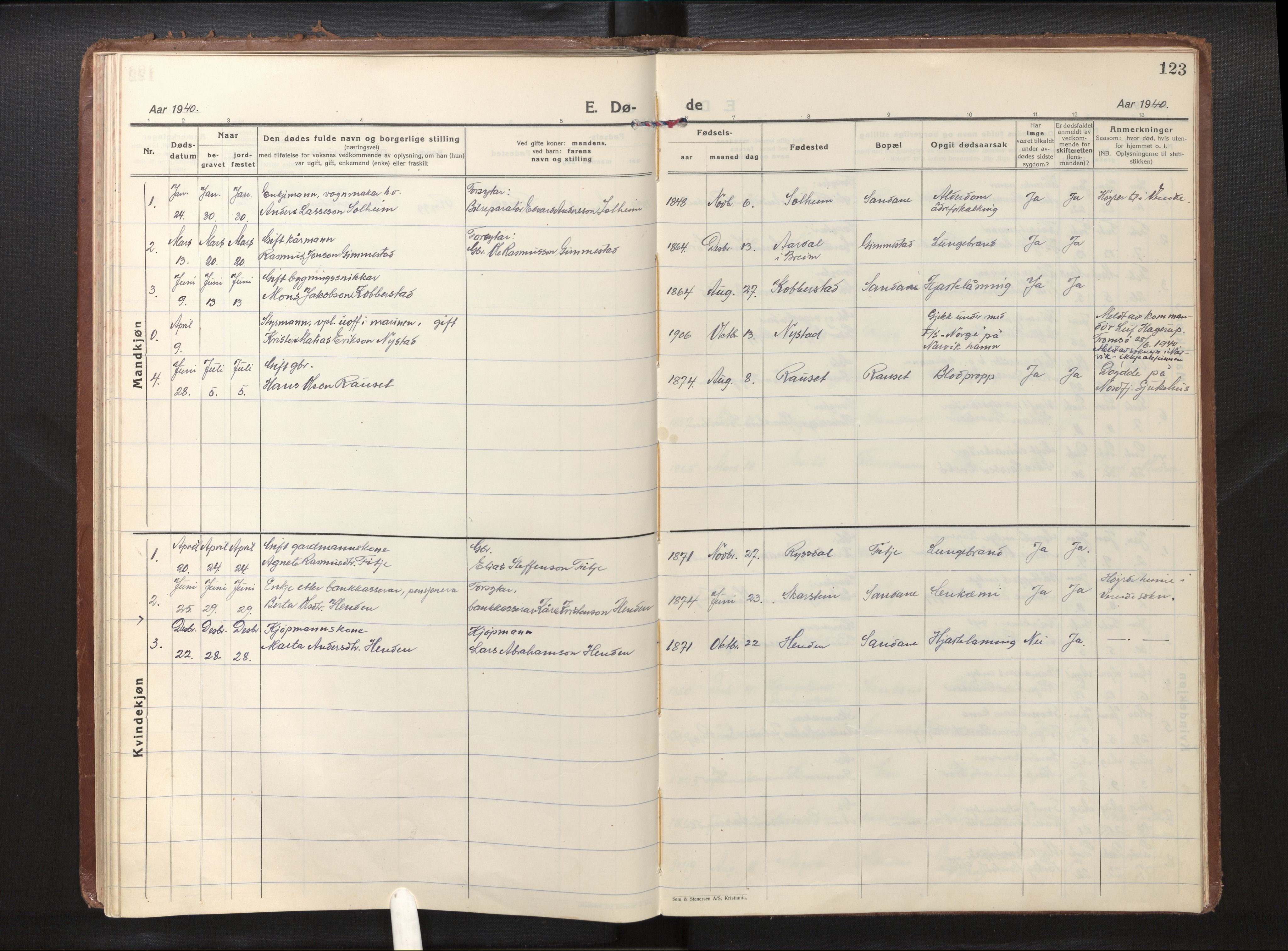 Gloppen sokneprestembete, AV/SAB-A-80101/H/Haa/Haad/L0003: Parish register (official) no. D 3, 1926-1950, p. 122b-123a