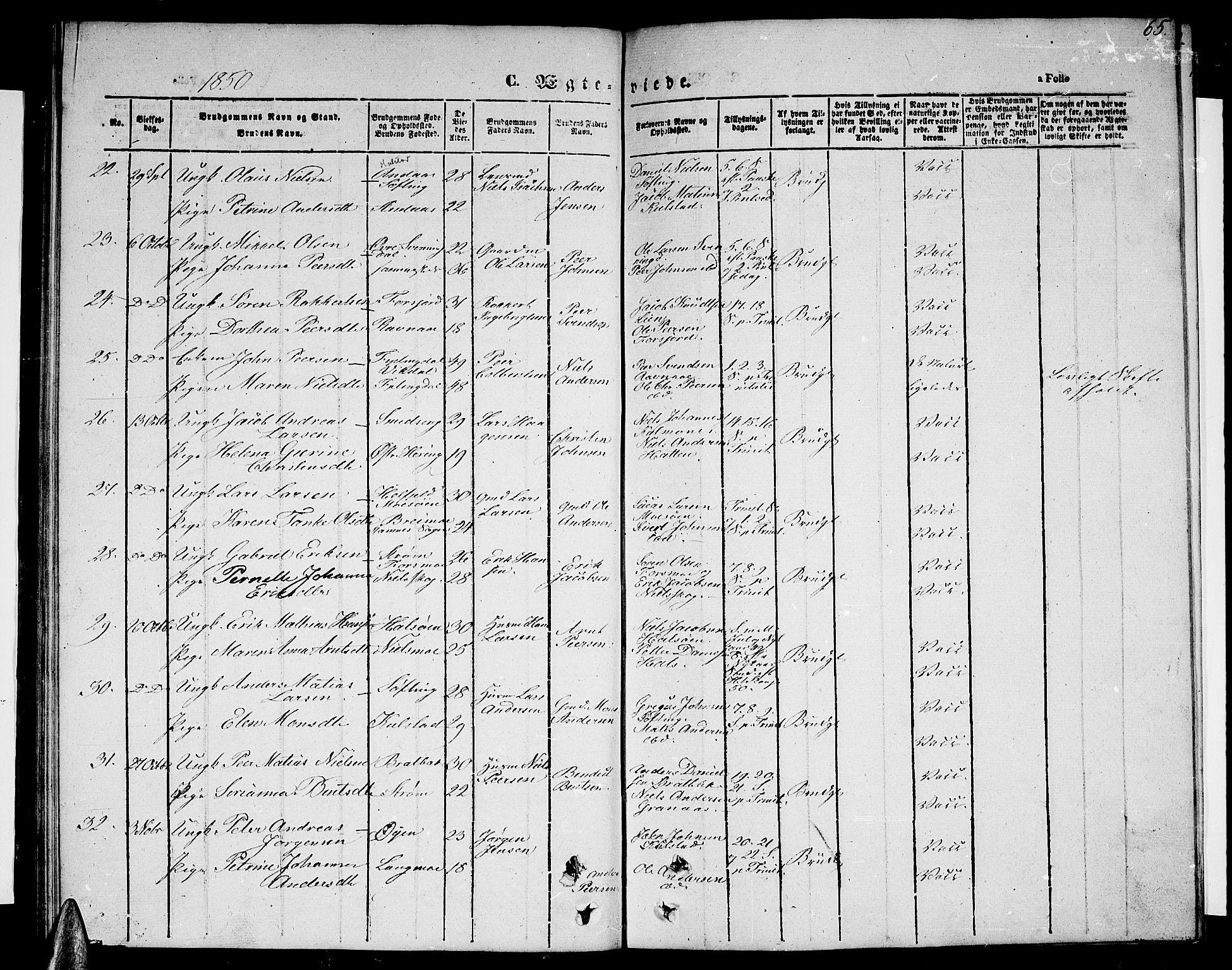 Ministerialprotokoller, klokkerbøker og fødselsregistre - Nordland, SAT/A-1459/820/L0300: Parish register (copy) no. 820C02, 1846-1850, p. 65