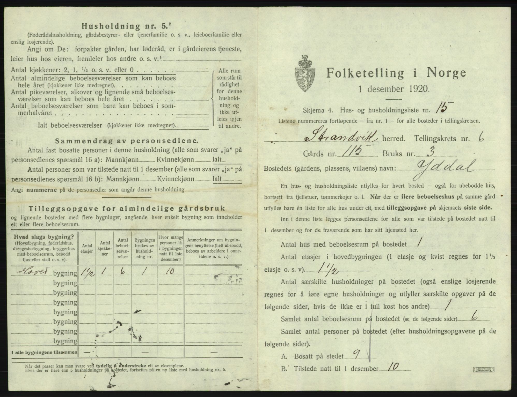 SAB, 1920 census for Strandvik, 1920, p. 689