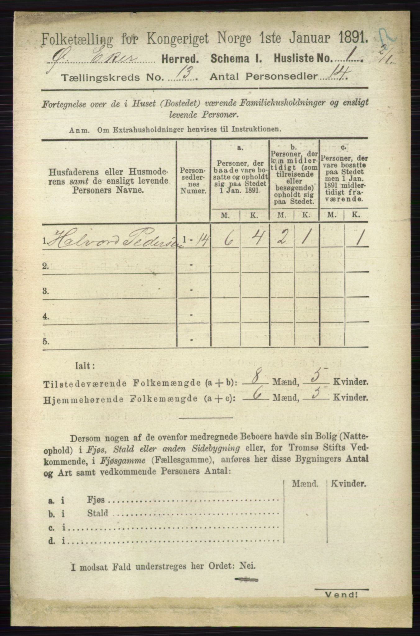 RA, 1891 census for 0624 Øvre Eiker, 1891, p. 5780