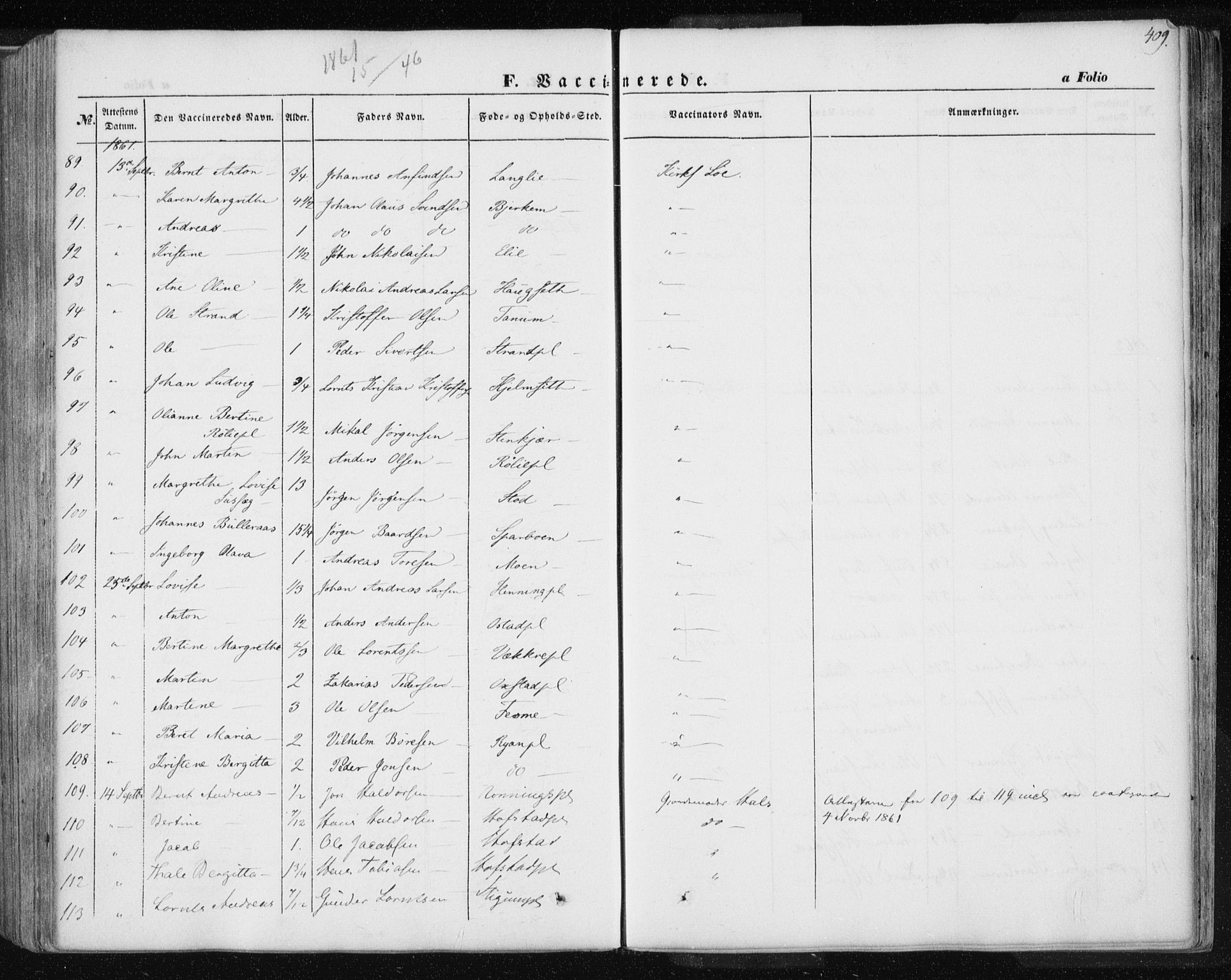 Ministerialprotokoller, klokkerbøker og fødselsregistre - Nord-Trøndelag, SAT/A-1458/735/L0342: Parish register (official) no. 735A07 /1, 1849-1862, p. 409