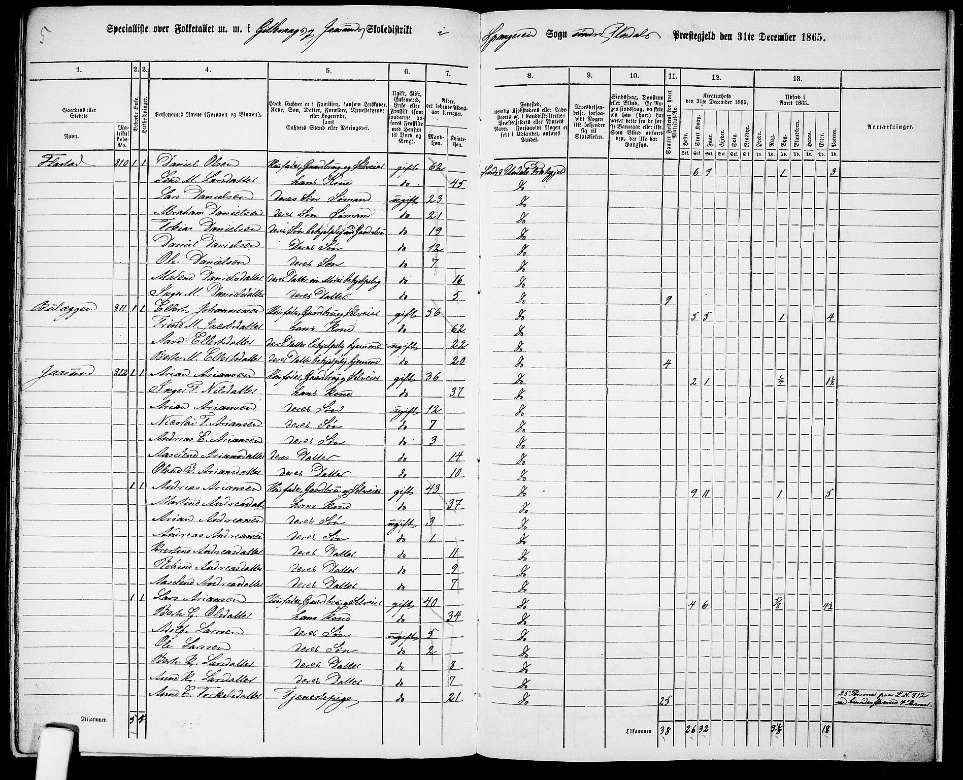RA, 1865 census for Sør-Audnedal, 1865, p. 206