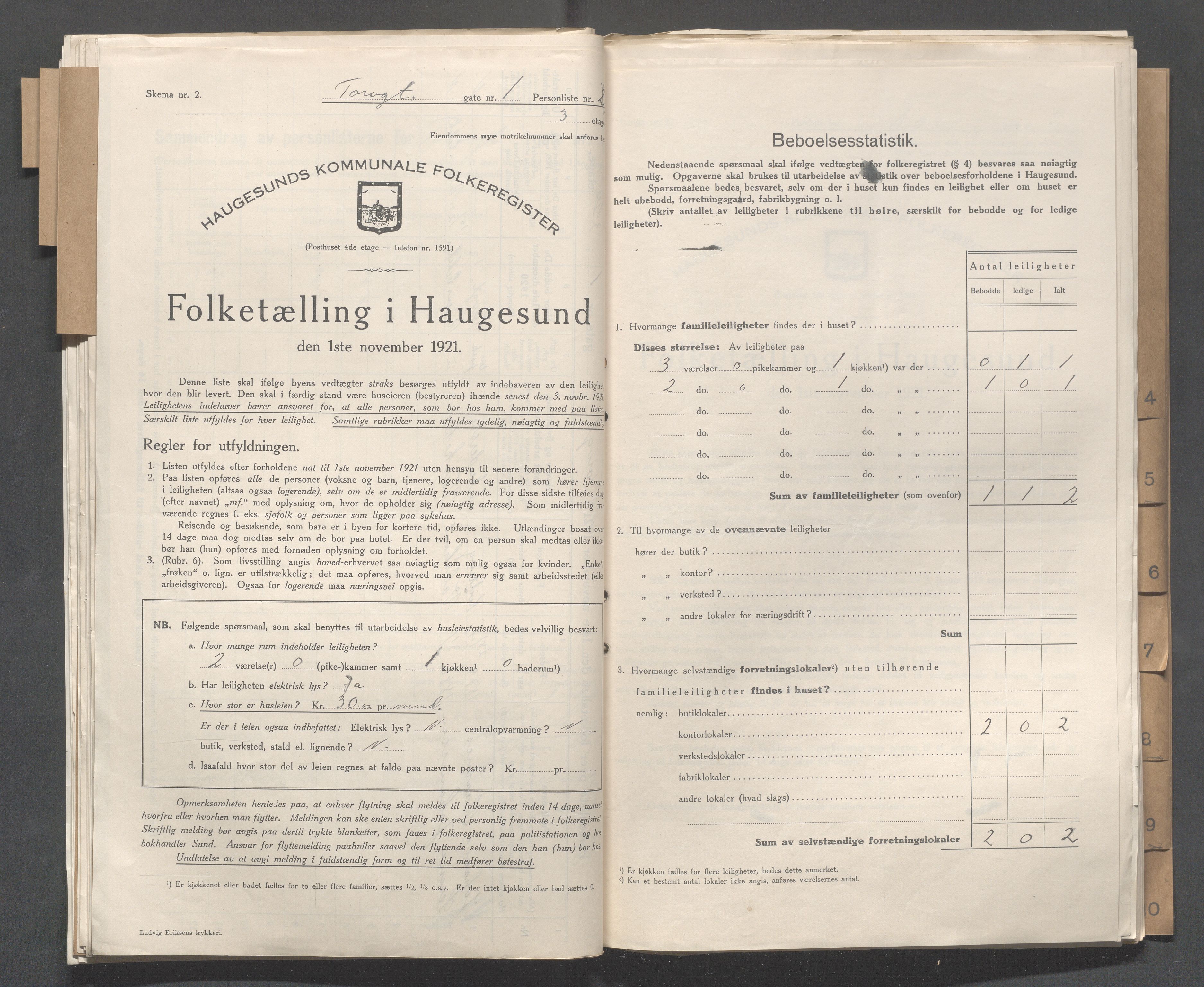 IKAR, Local census 1.11.1921 for Haugesund, 1921, p. 5439