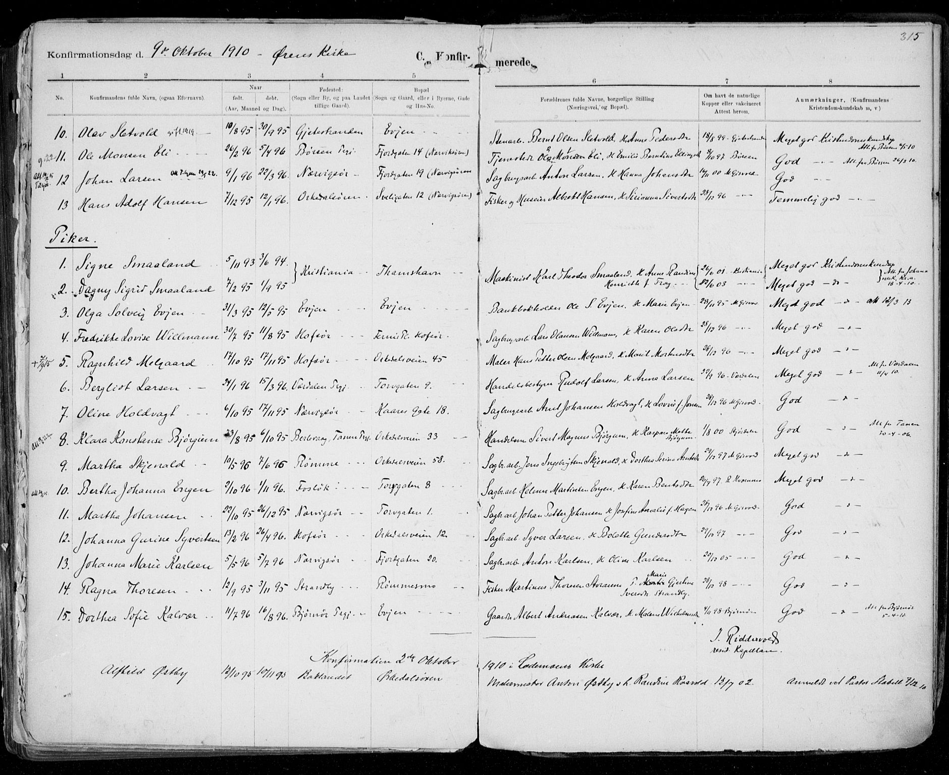 Ministerialprotokoller, klokkerbøker og fødselsregistre - Sør-Trøndelag, AV/SAT-A-1456/668/L0811: Parish register (official) no. 668A11, 1894-1913, p. 315