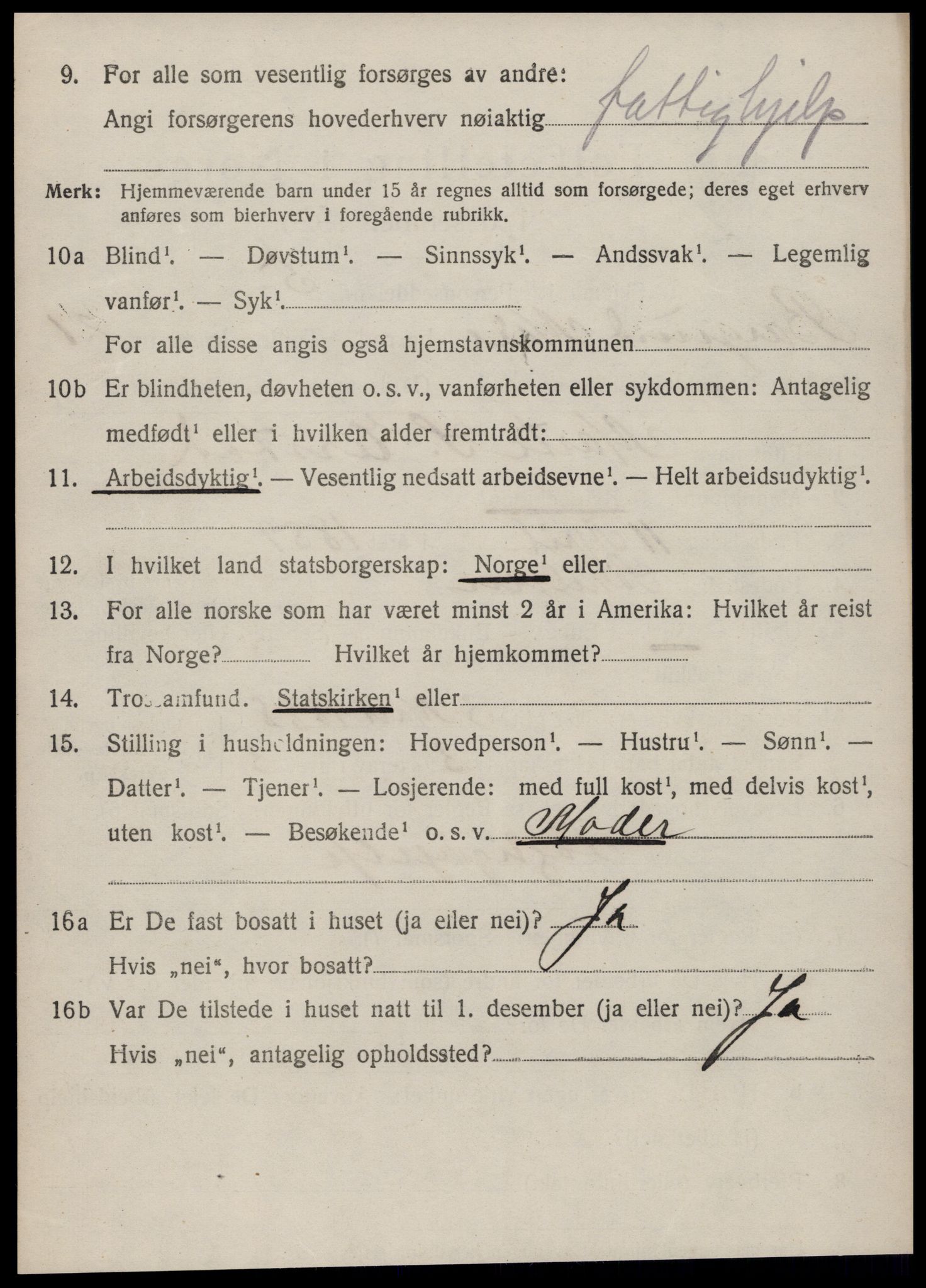 SAT, 1920 census for Borgund, 1920, p. 15043