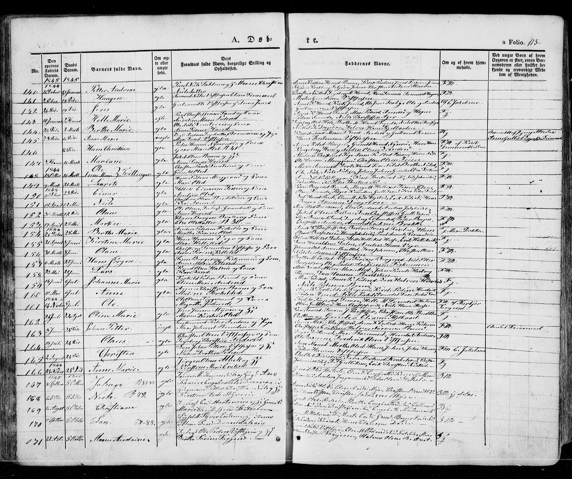Eiker kirkebøker, AV/SAKO-A-4/G/Ga/L0002: Parish register (copy) no. I 2, 1832-1856, p. 115