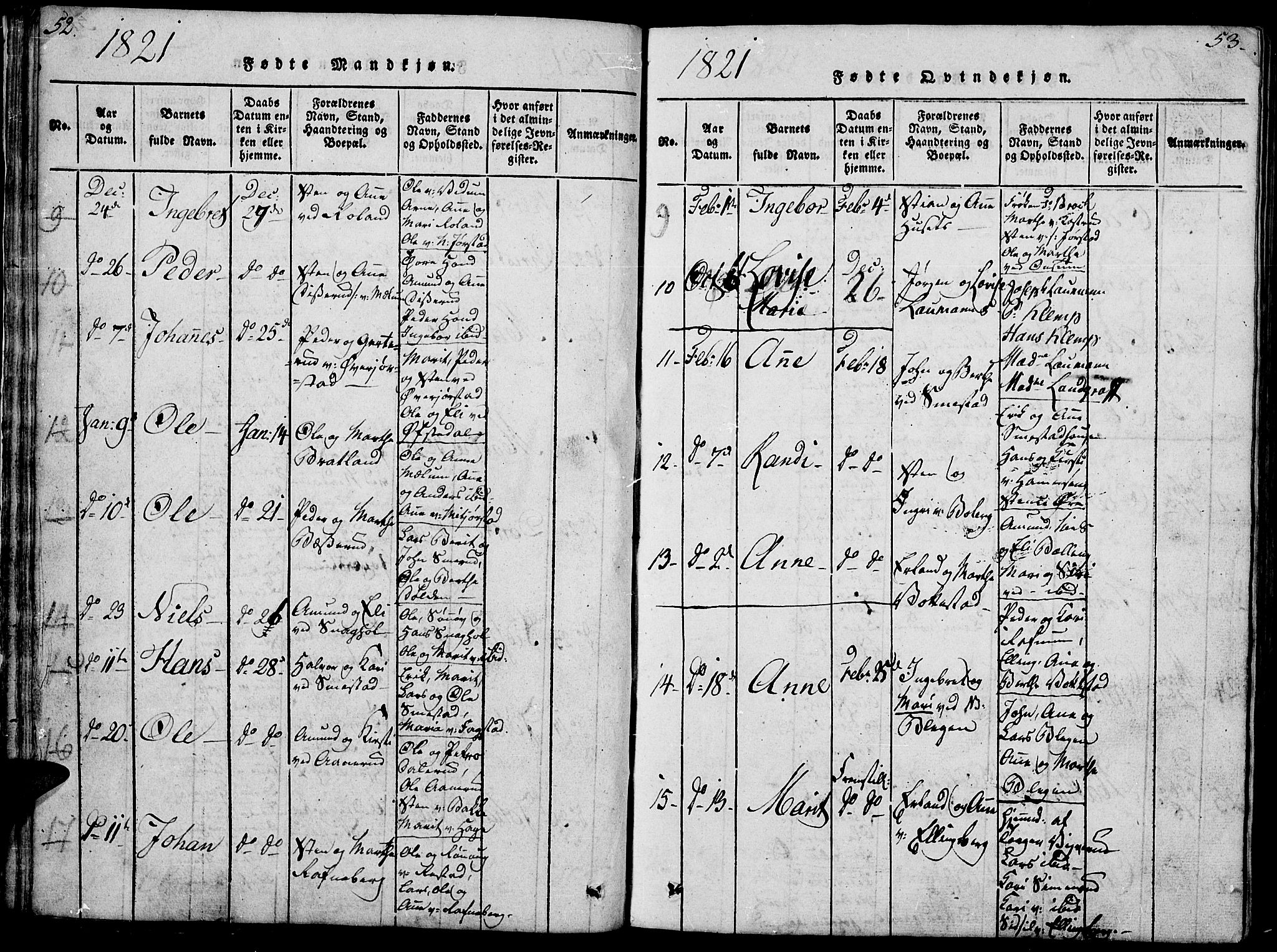 Fåberg prestekontor, SAH/PREST-086/H/Ha/Hab/L0004: Parish register (copy) no. 4, 1818-1837, p. 52-53