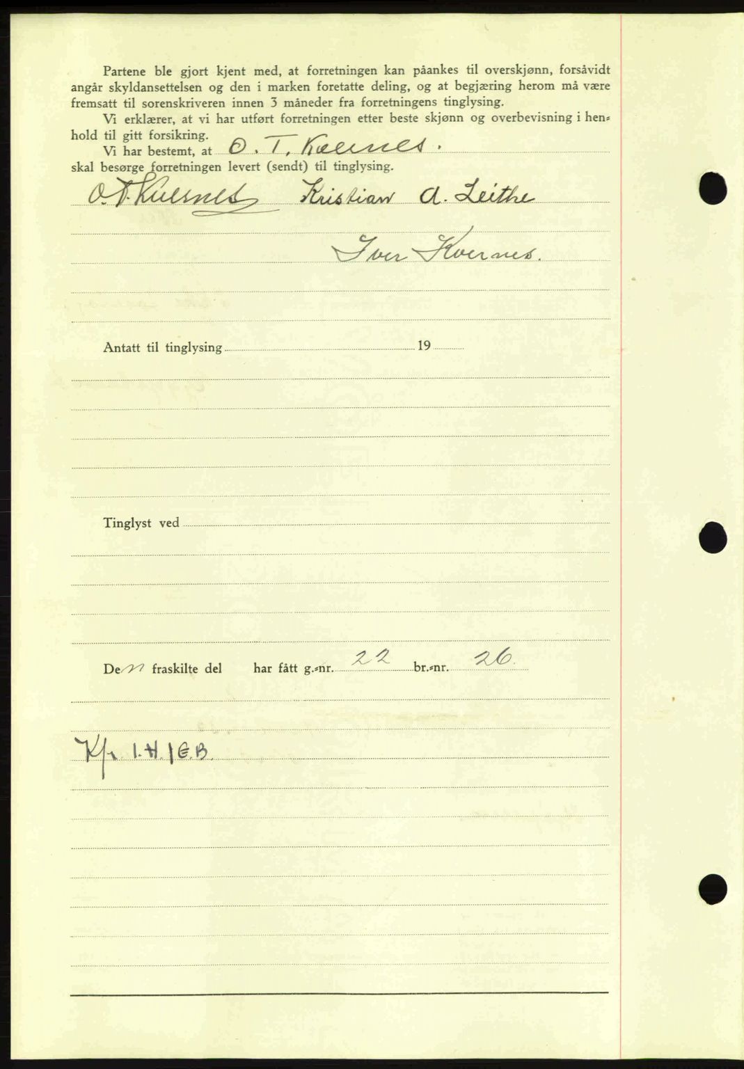 Nordmøre sorenskriveri, SAT/A-4132/1/2/2Ca: Mortgage book no. A90, 1941-1941, Diary no: : 1340/1941