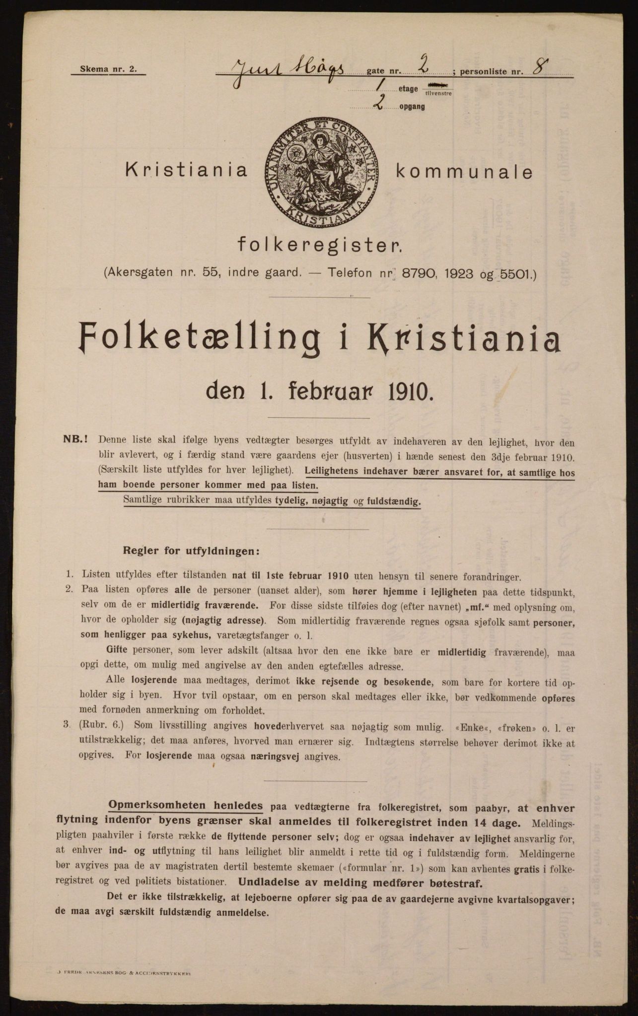 OBA, Municipal Census 1910 for Kristiania, 1910, p. 46295