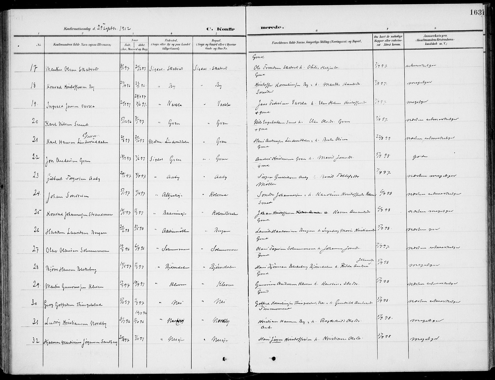 Sigdal kirkebøker, AV/SAKO-A-245/F/Fb/L0002: Parish register (official) no. II 2, 1901-1914, p. 163