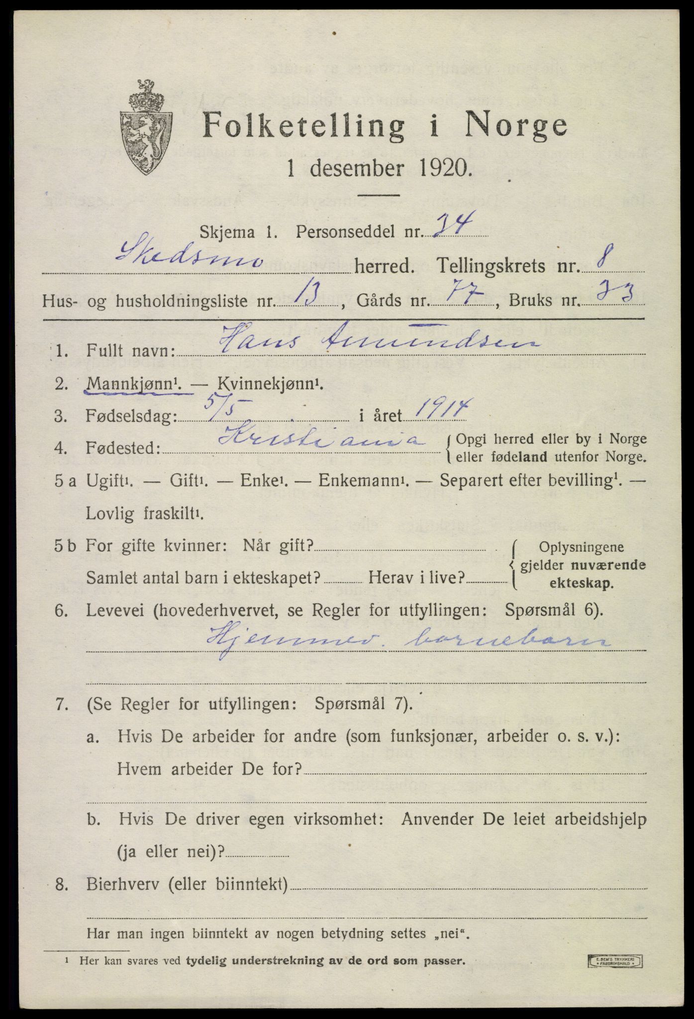 SAO, 1920 census for Skedsmo, 1920, p. 9067