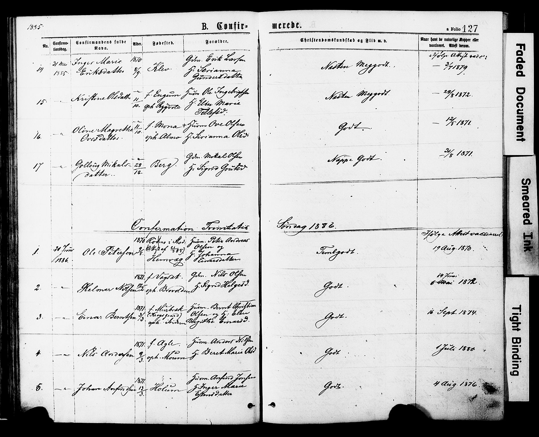 Ministerialprotokoller, klokkerbøker og fødselsregistre - Nord-Trøndelag, SAT/A-1458/749/L0473: Parish register (official) no. 749A07, 1873-1887, p. 127