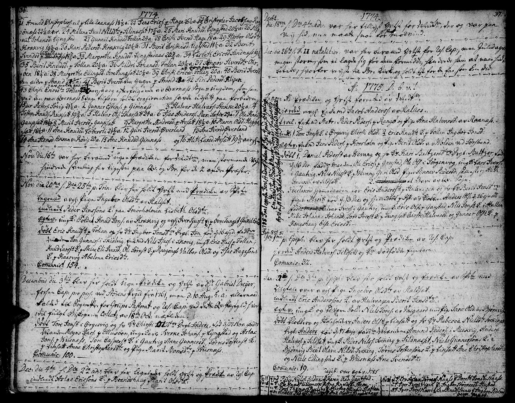 Ministerialprotokoller, klokkerbøker og fødselsregistre - Møre og Romsdal, SAT/A-1454/570/L0829: Parish register (official) no. 570A03, 1769-1788, p. 36-37