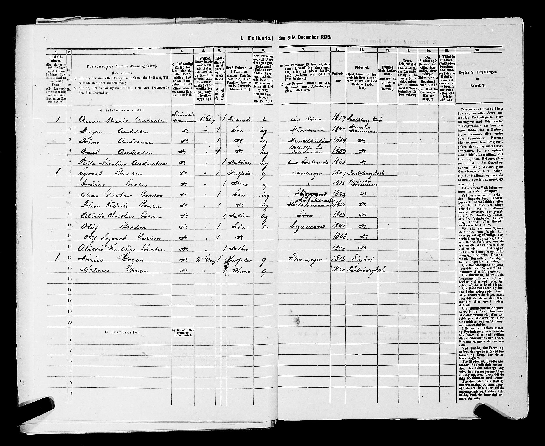 SAKO, 1875 census for 0602 Drammen, 1875, p. 2924