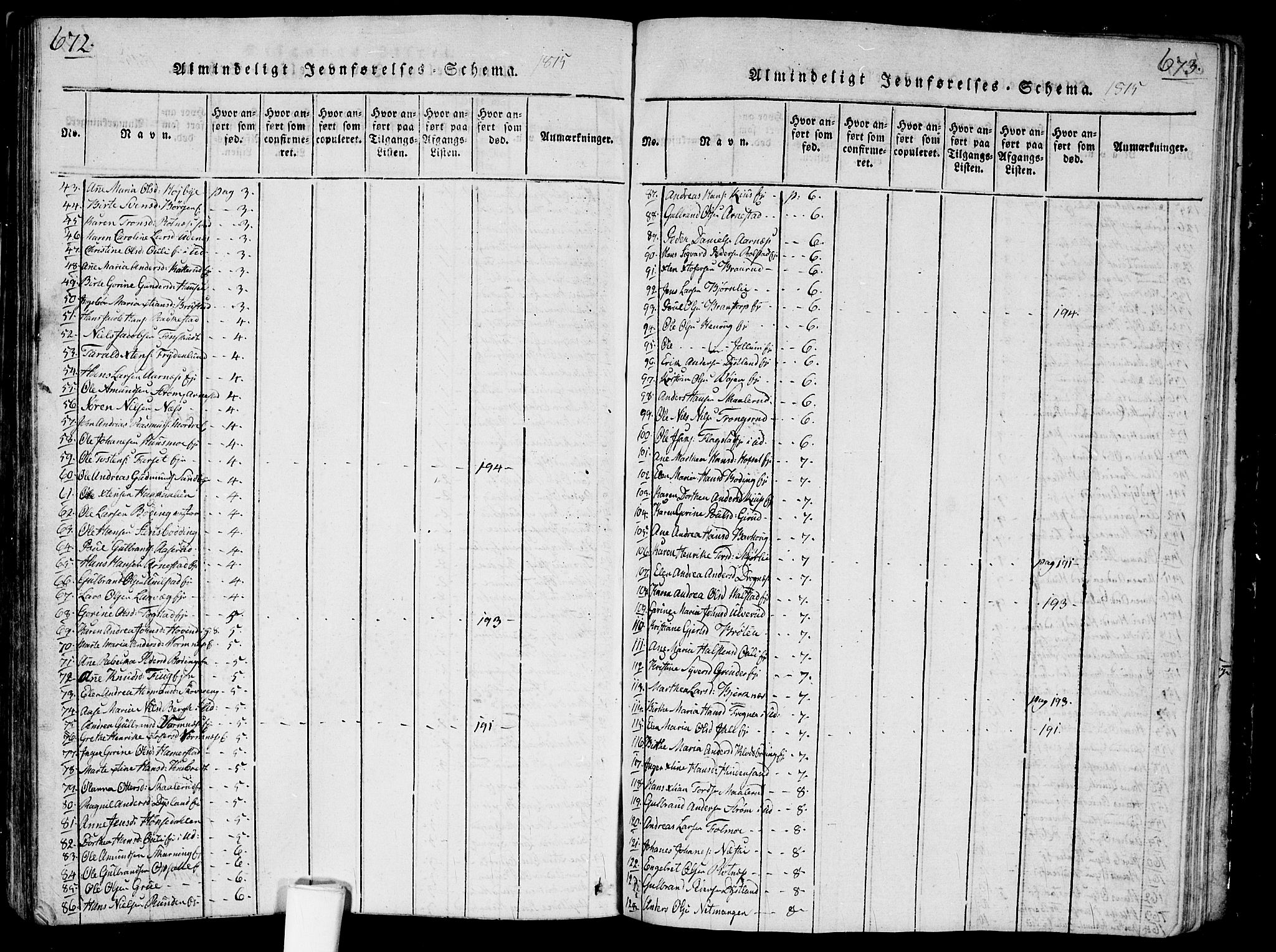 Nes prestekontor Kirkebøker, SAO/A-10410/G/Ga/L0001: Parish register (copy) no. I 1, 1815-1835, p. 672-673