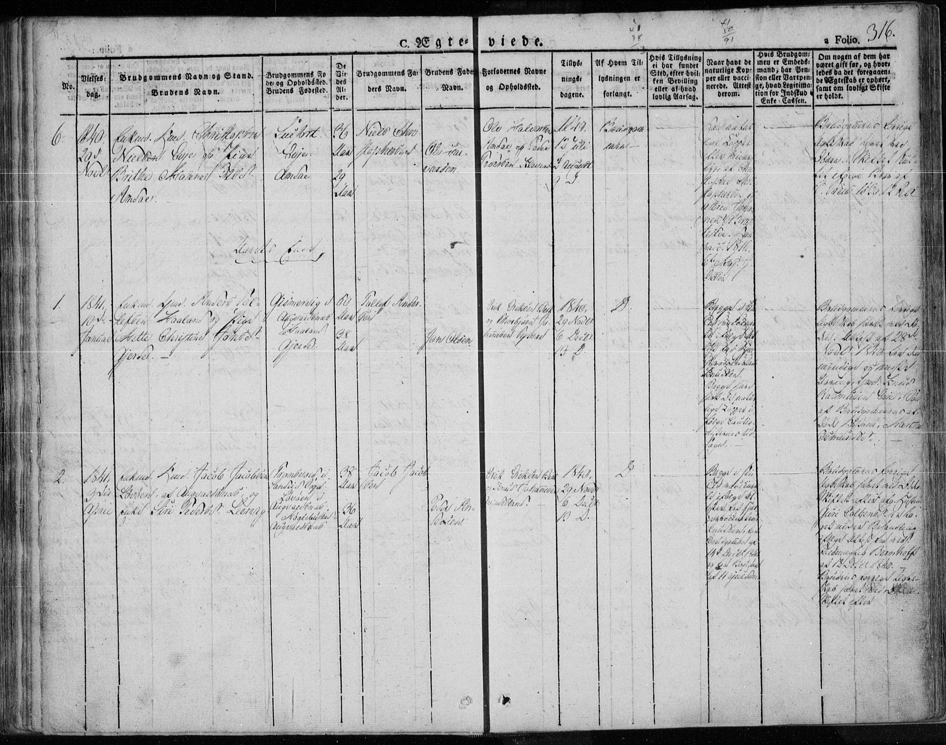 Tysvær sokneprestkontor, AV/SAST-A -101864/H/Ha/Haa/L0001: Parish register (official) no. A 1.1, 1831-1856, p. 316