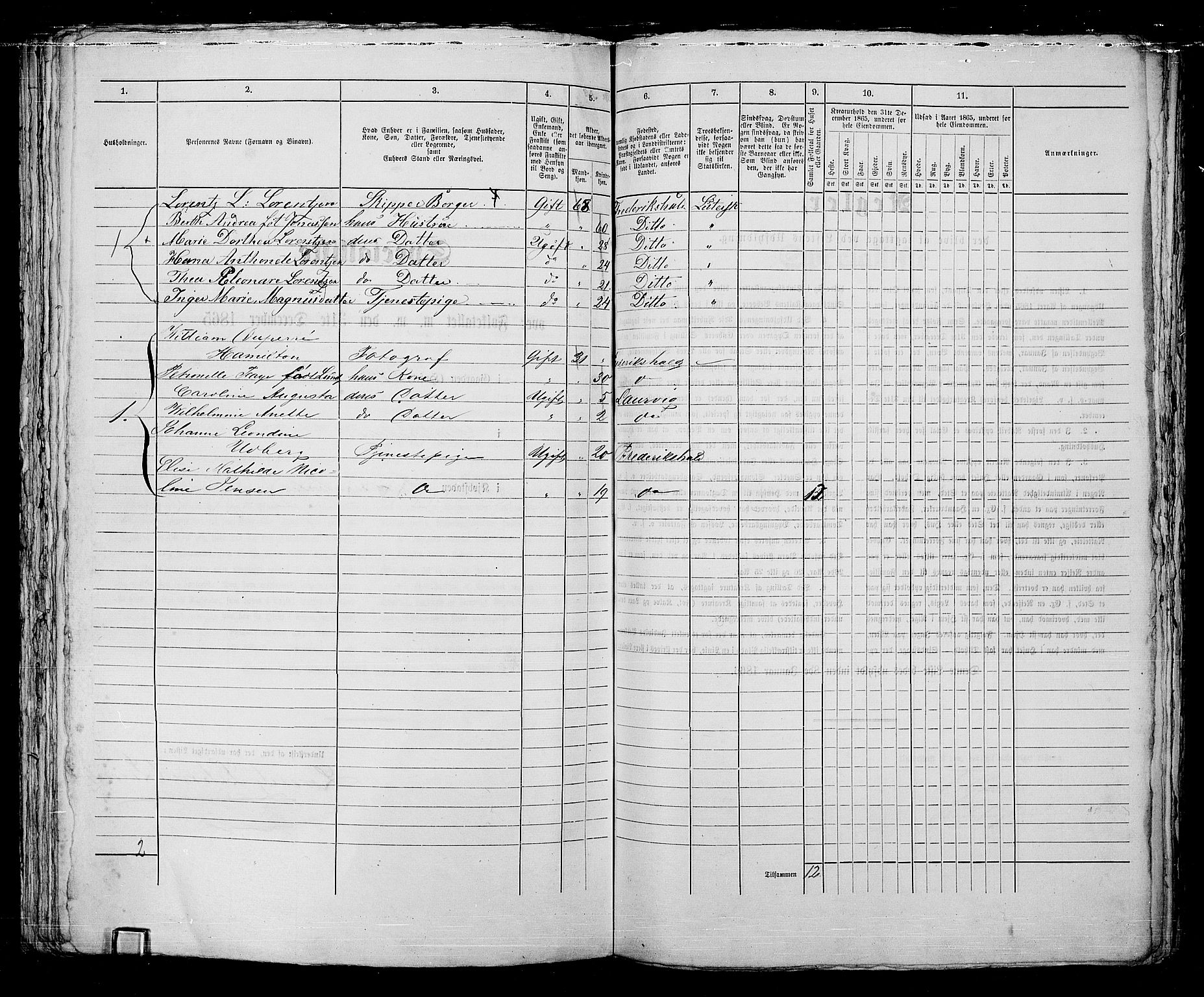 RA, 1865 census for Fredrikshald, 1865, p. 1082