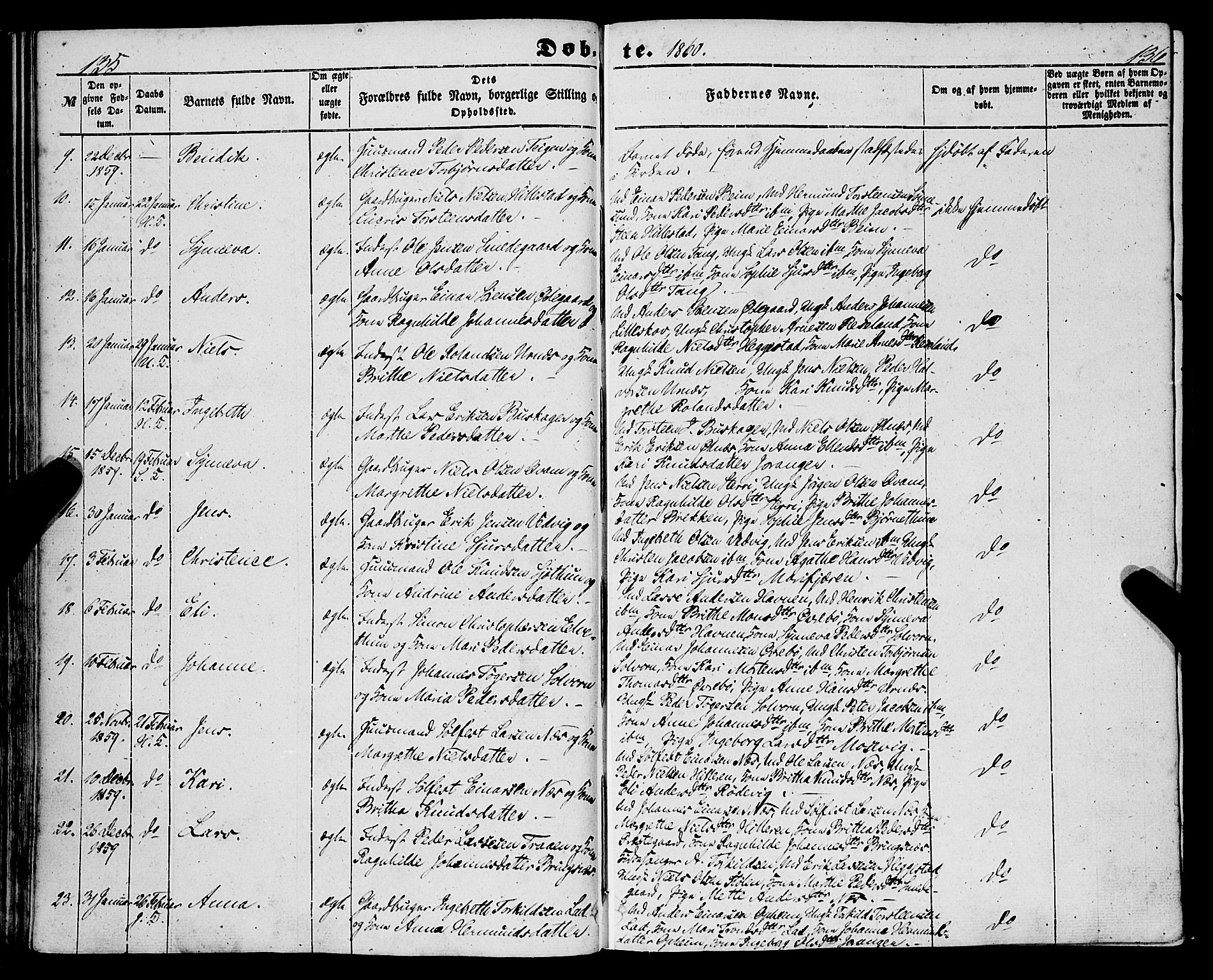 Hafslo sokneprestembete, AV/SAB-A-80301/H/Haa/Haaa/L0009: Parish register (official) no. A 9, 1852-1873, p. 135-136