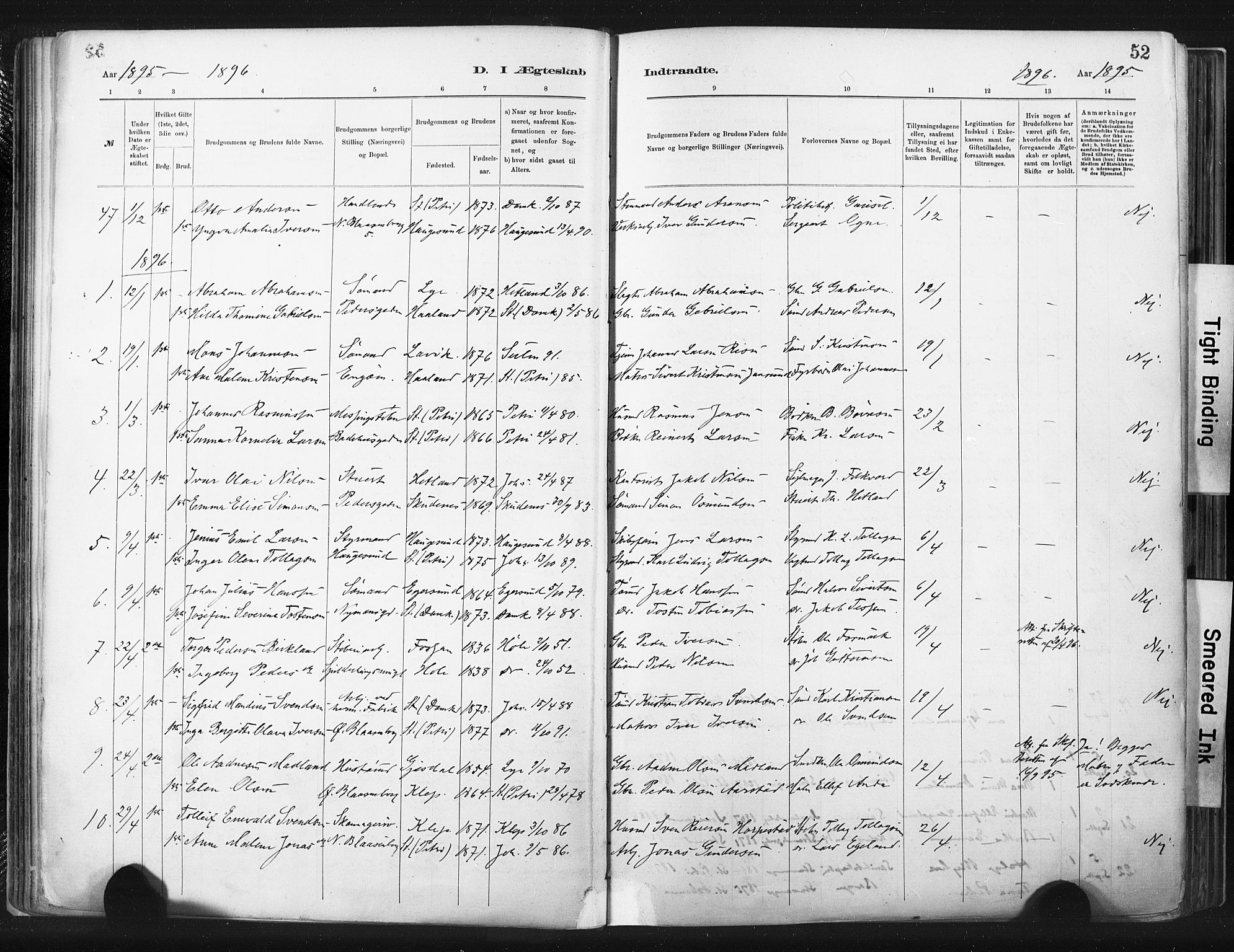 St. Johannes sokneprestkontor, SAST/A-101814/001/30/30BA/L0003: Parish register (official) no. A 3, 1885-1910, p. 52