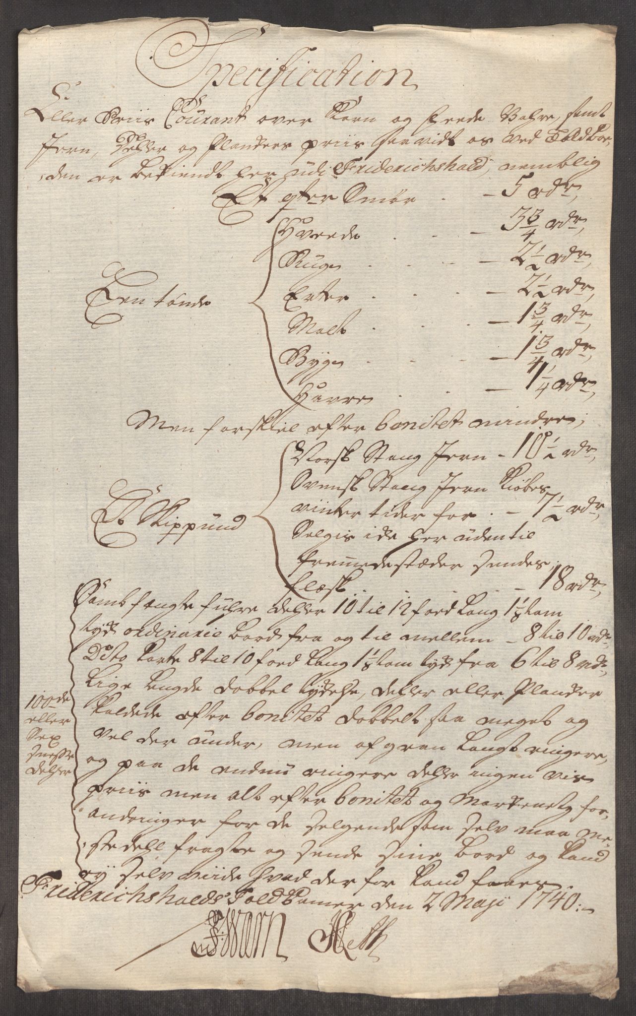 Rentekammeret inntil 1814, Realistisk ordnet avdeling, AV/RA-EA-4070/Oe/L0002: [Ø1]: Priskuranter, 1740-1744, p. 10