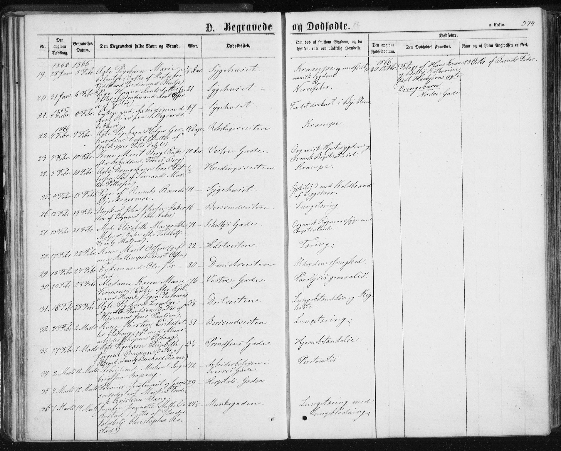 Ministerialprotokoller, klokkerbøker og fødselsregistre - Sør-Trøndelag, SAT/A-1456/601/L0055: Parish register (official) no. 601A23, 1866-1877, p. 379