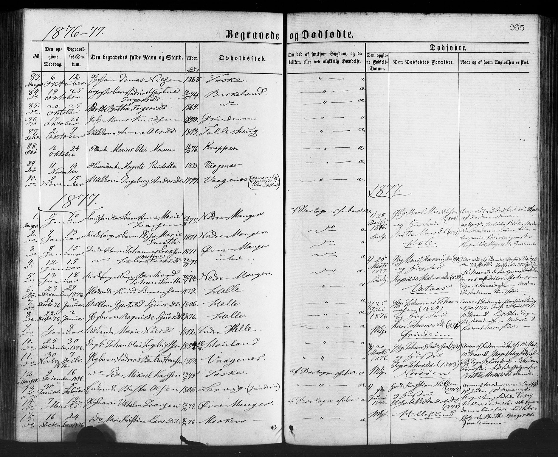 Manger sokneprestembete, SAB/A-76801/H/Haa: Parish register (official) no. A 8, 1871-1880, p. 265