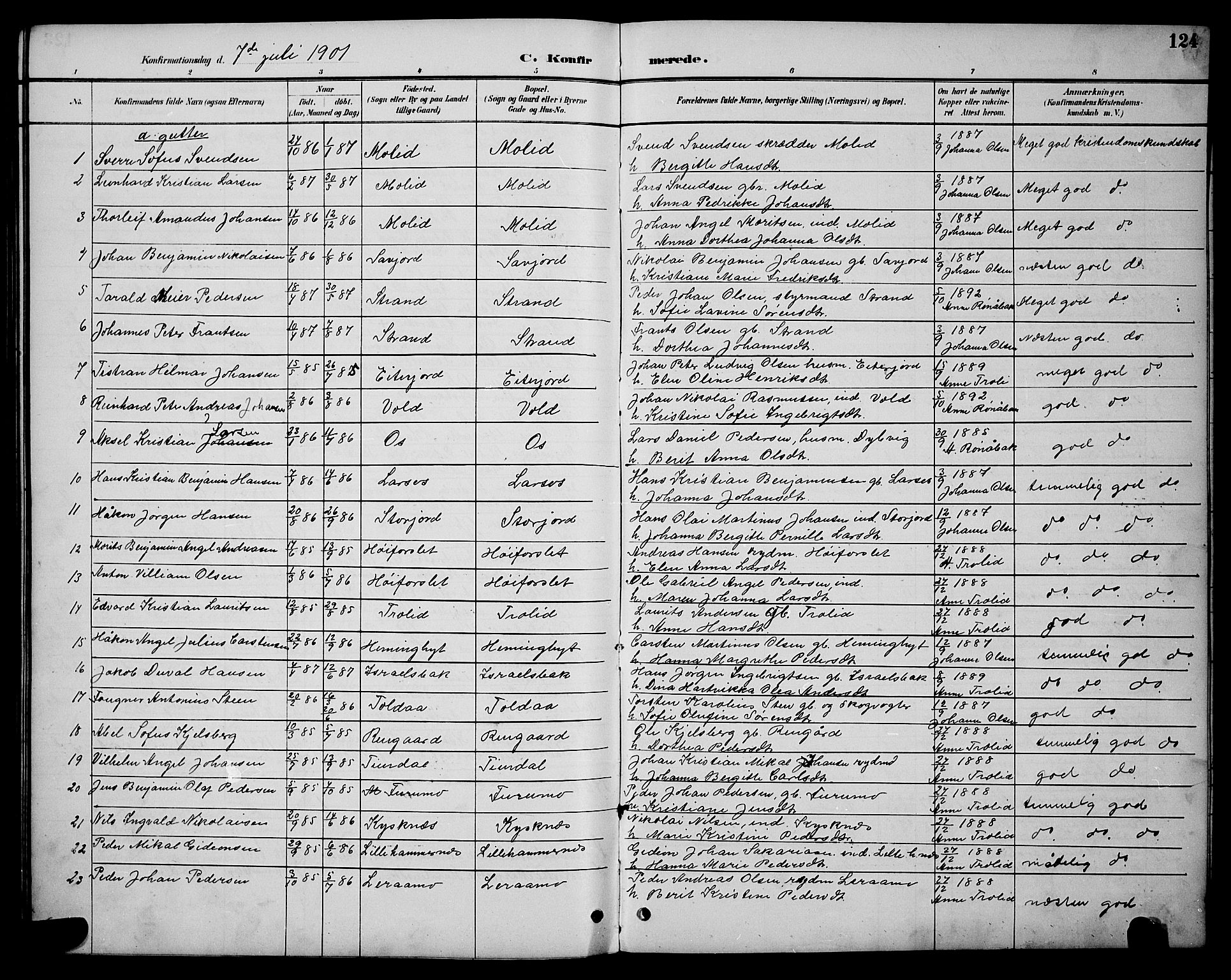 Ministerialprotokoller, klokkerbøker og fødselsregistre - Nordland, SAT/A-1459/846/L0654: Parish register (copy) no. 846C04, 1887-1901, p. 124