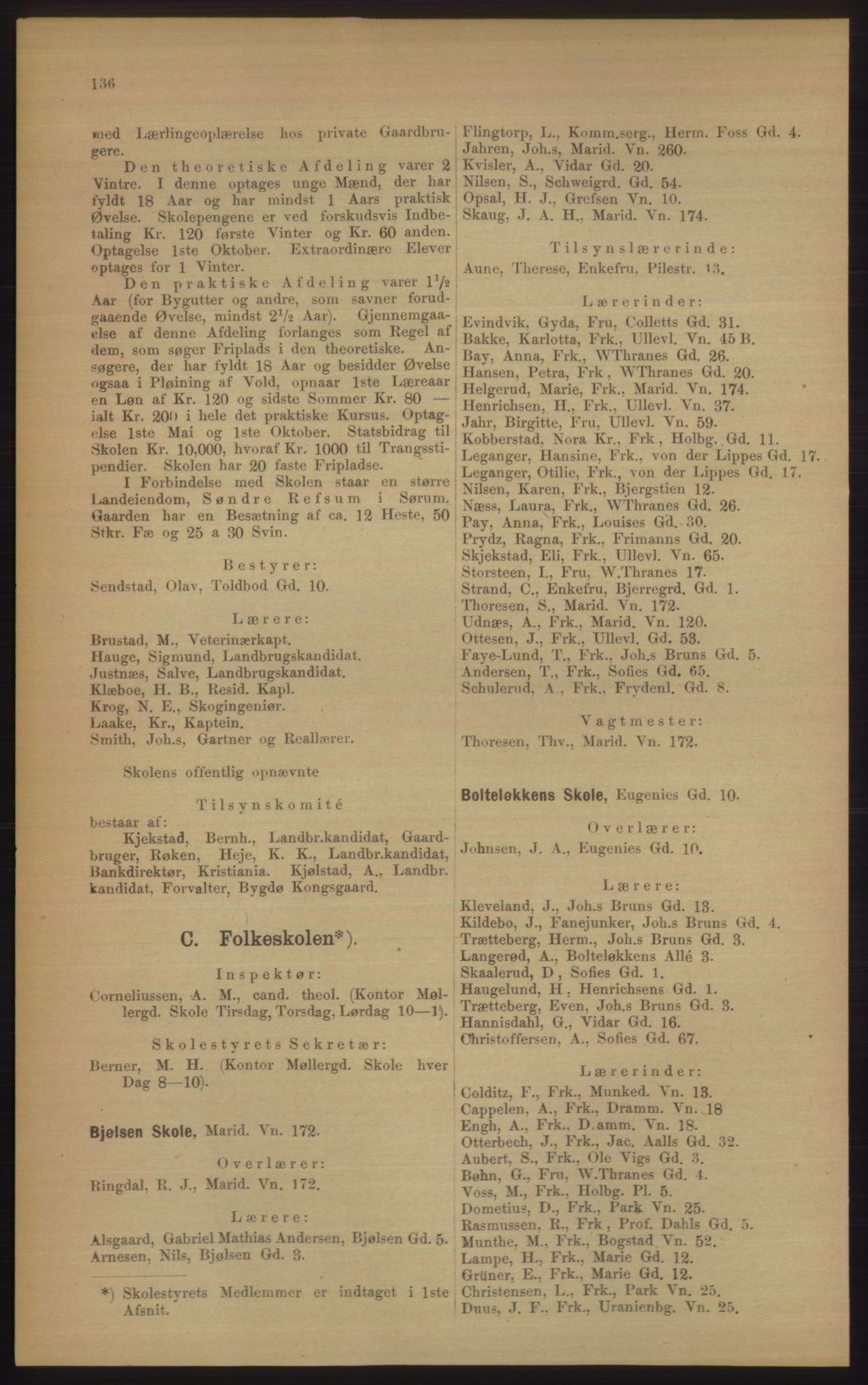 Kristiania/Oslo adressebok, PUBL/-, 1906, p. 136