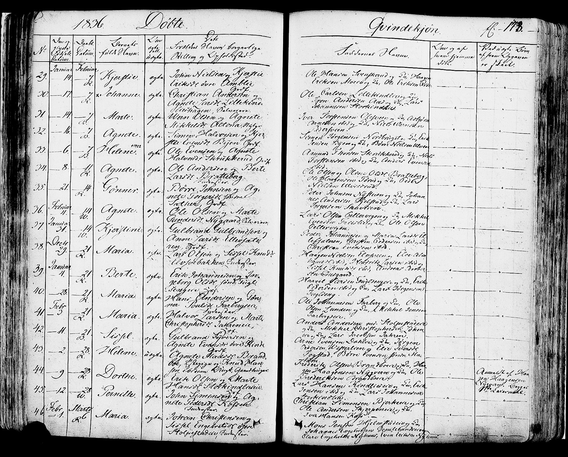 Ringsaker prestekontor, AV/SAH-PREST-014/K/Ka/L0007: Parish register (official) no. 7A, 1826-1837, p. 173