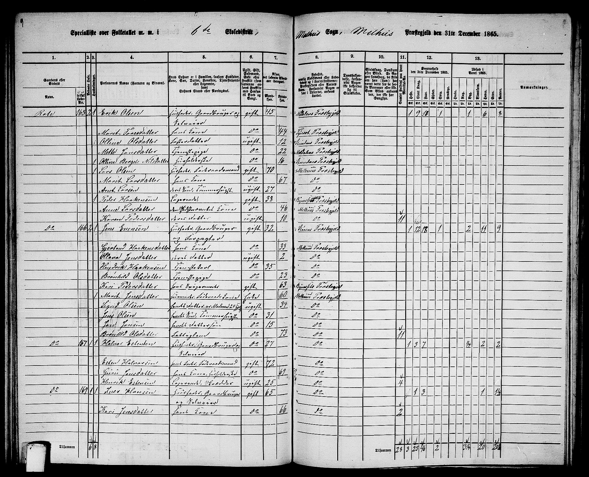 RA, 1865 census for Melhus, 1865, p. 118