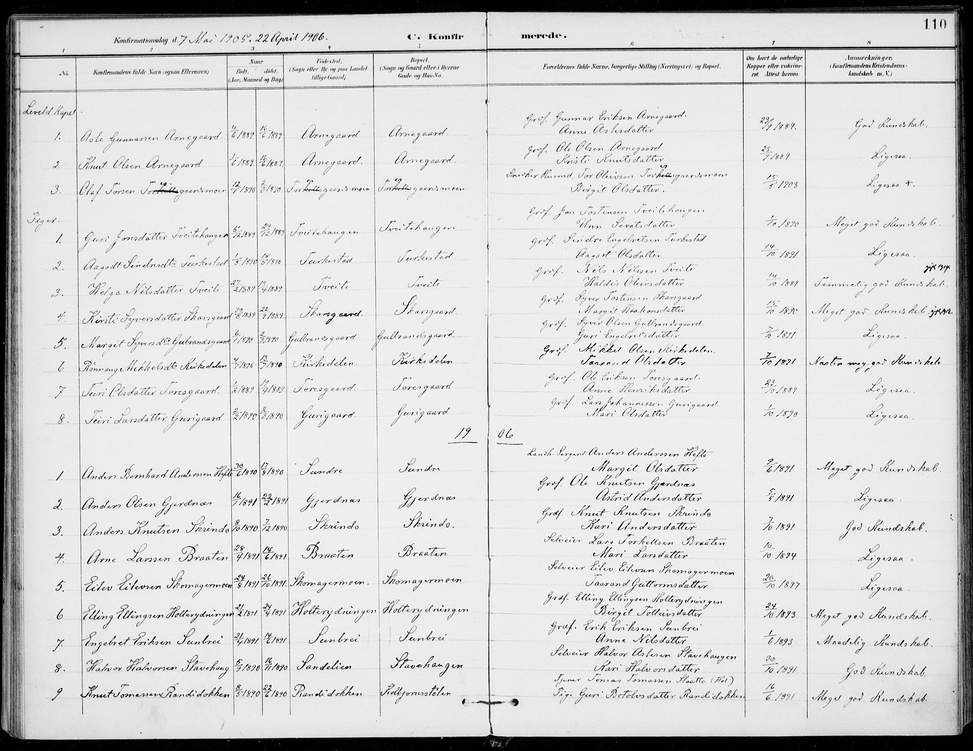 Ål kirkebøker, SAKO/A-249/F/Fa/L0009: Parish register (official) no. I 9, 1897-1915, p. 110