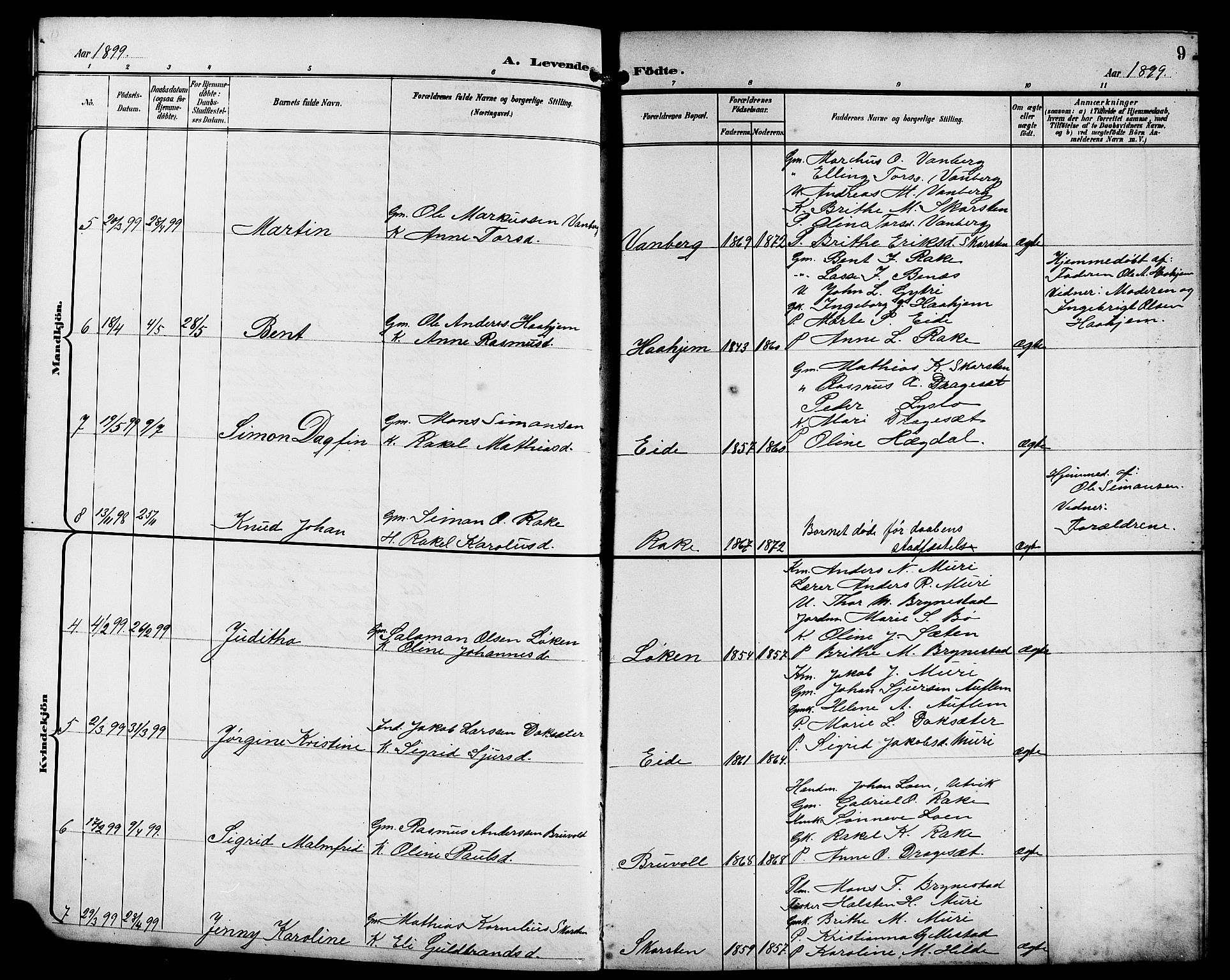 Innvik sokneprestembete, AV/SAB-A-80501: Parish register (copy) no. B 4, 1898-1916, p. 9