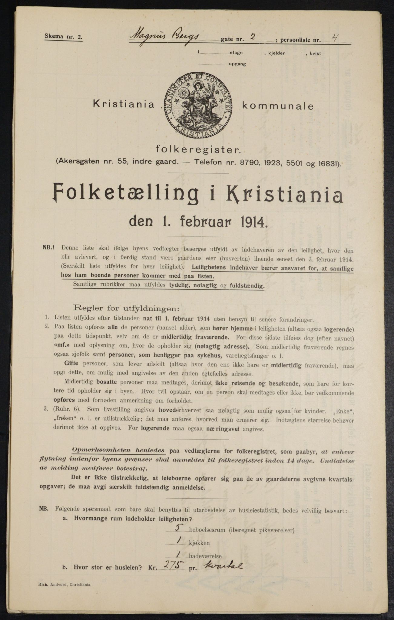 OBA, Municipal Census 1914 for Kristiania, 1914, p. 58996